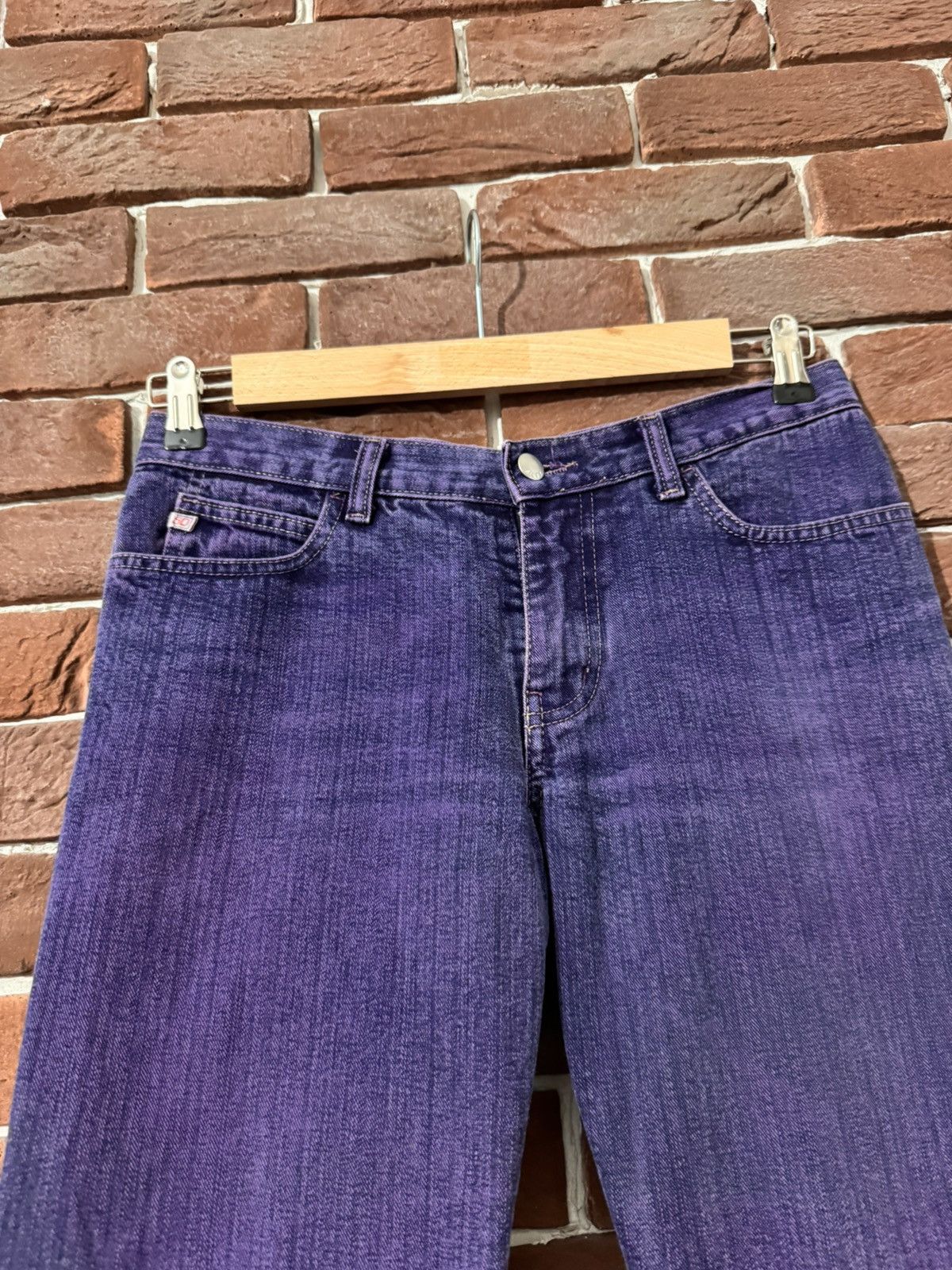 Japanese Brand Y2K Vintage Miss Sixty Jeans Purple Acid Wash Flared Low Ris Size 29" - 5 Thumbnail