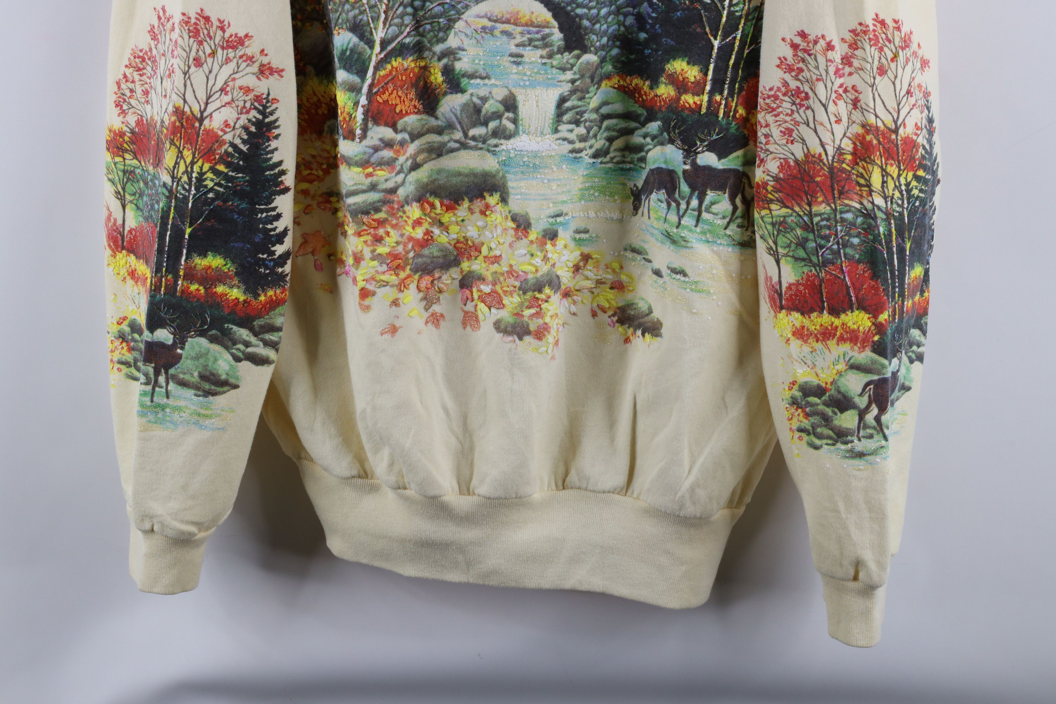 Vintage Vintage 90s Streetwear Print Nature Fall Deer Sweatshirt Size XXL / US 16-18 / IT 52-54 - 3 Thumbnail