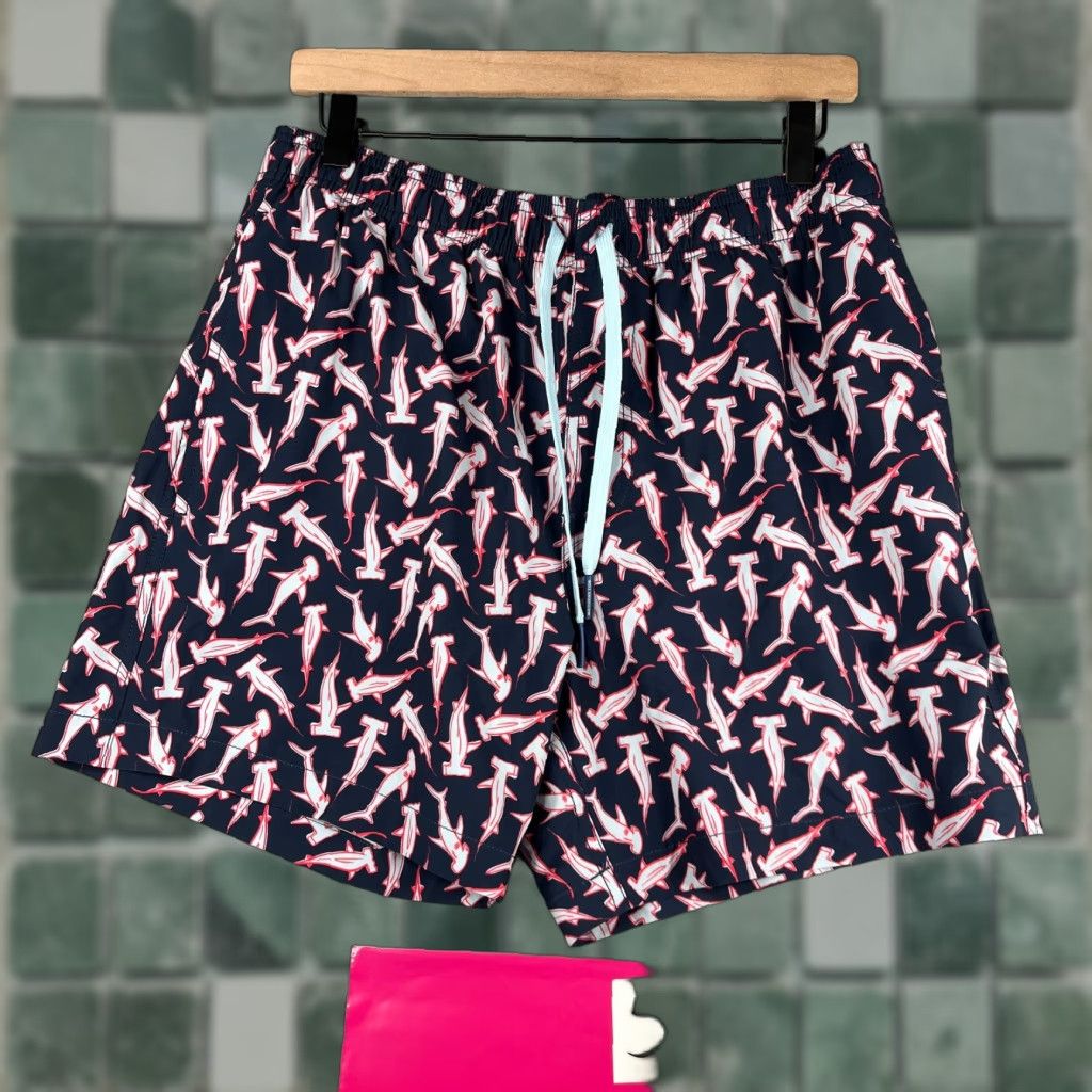 Southern Tide Southern Tide Bottom Mens M Navy Sharks Print Swim Trunks Drawstring Beach 90s? Size 40R - 1 Thumbnail