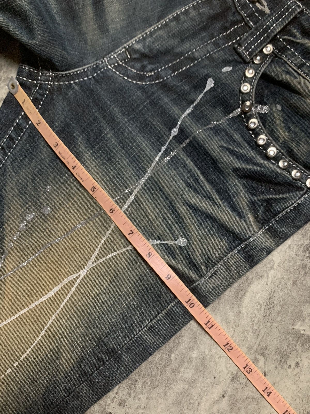 Tornado Mart Y2K Xfrm Studded Splatter Mud Wash Rusty Flare Pants Size US 30 / EU 46 - 15 Thumbnail