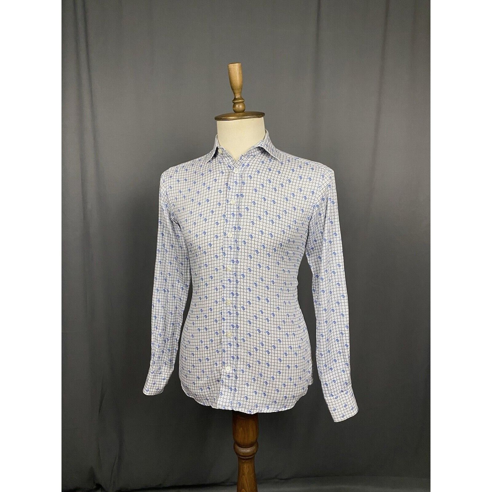 Etro Etro Paisley Men's White Blue Longsleeve Checked Shirt Size Size US S / EU 44-46 / 1 - 5 Thumbnail