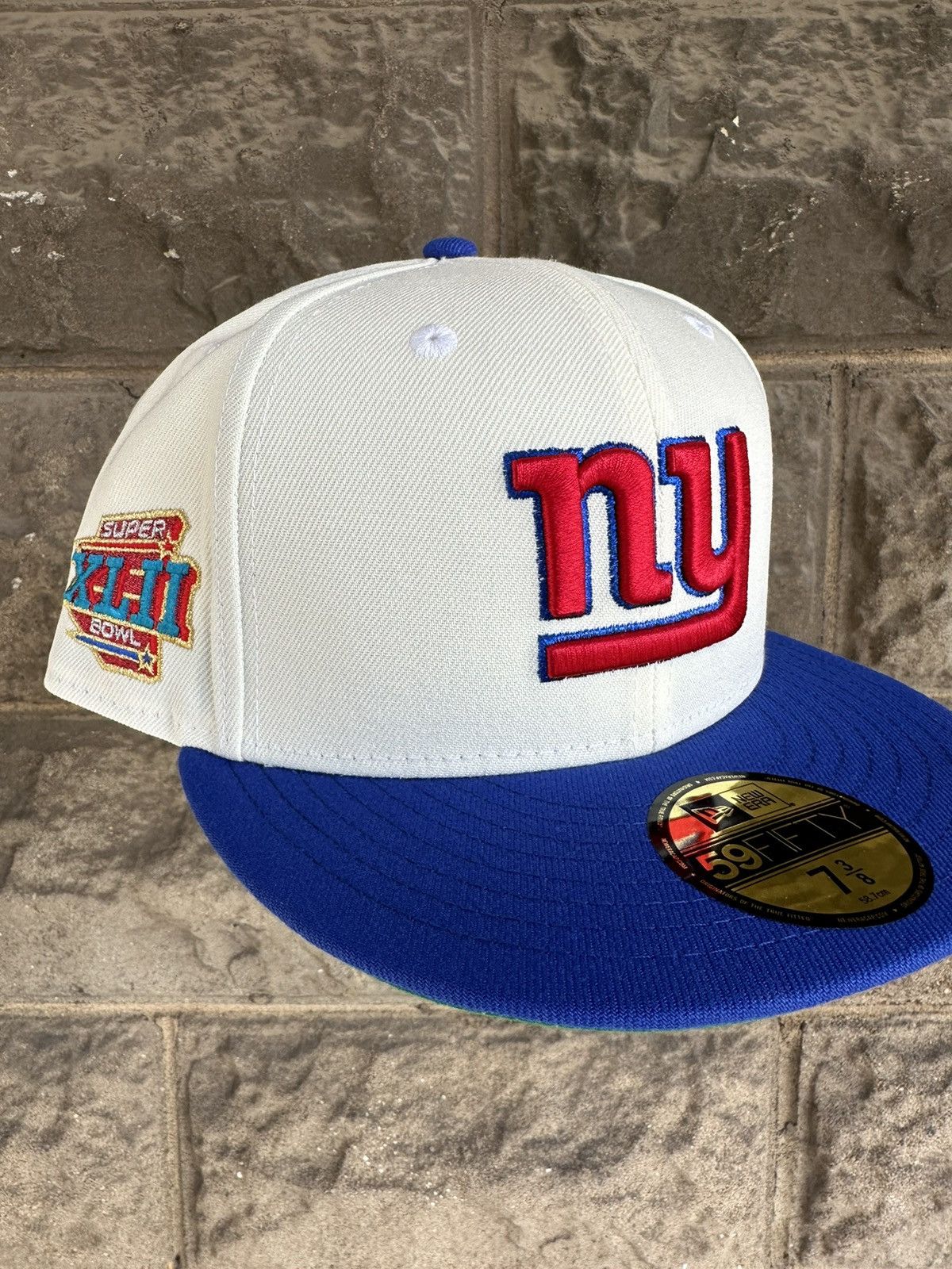 3/8 NEW YORK GIANTS NFL SUPER BOWL XLII NEW ERA FITTED CAP