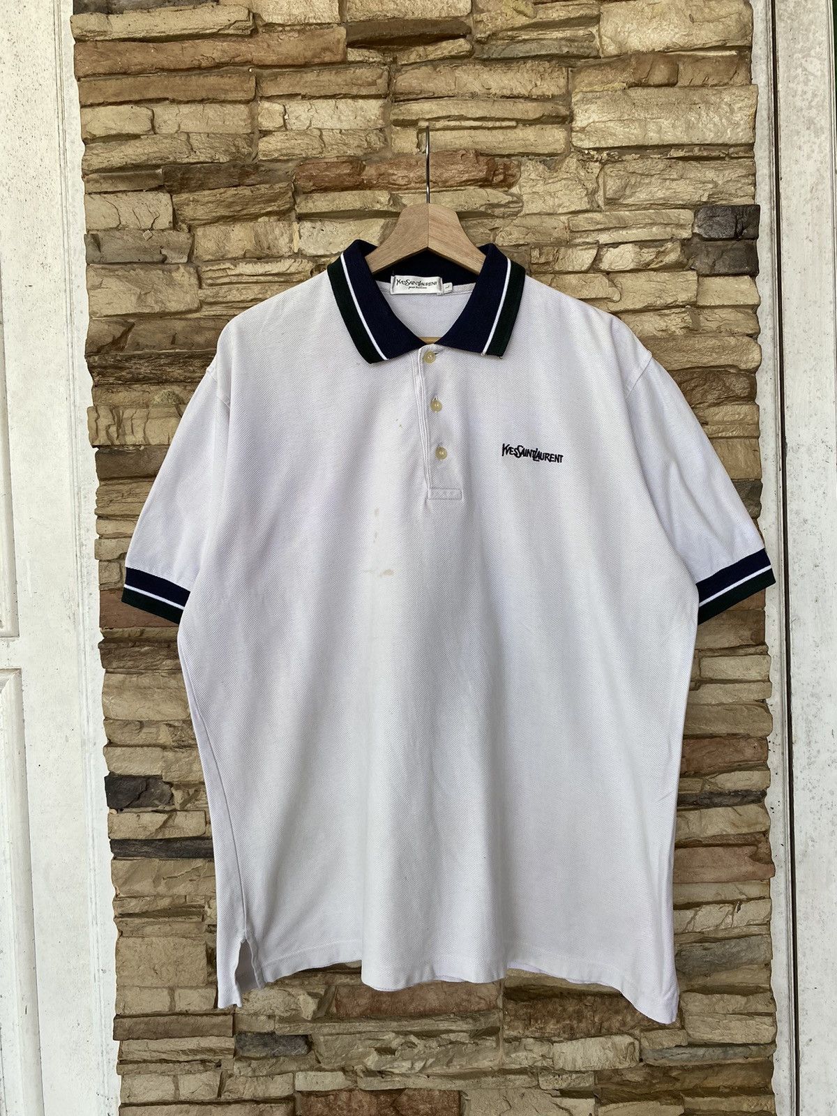 Vintage Vintage Yves Saint Laurent Pour Homme Polo Shirt Size US L / EU 52-54 / 3 - 2 Thumbnail