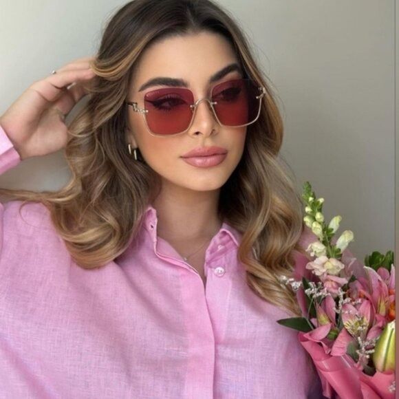 Gucci Gucci GG1279S 003 Sunglasses Gold Square Frame, Cyclamen Size ONE SIZE - 1 Thumbnail