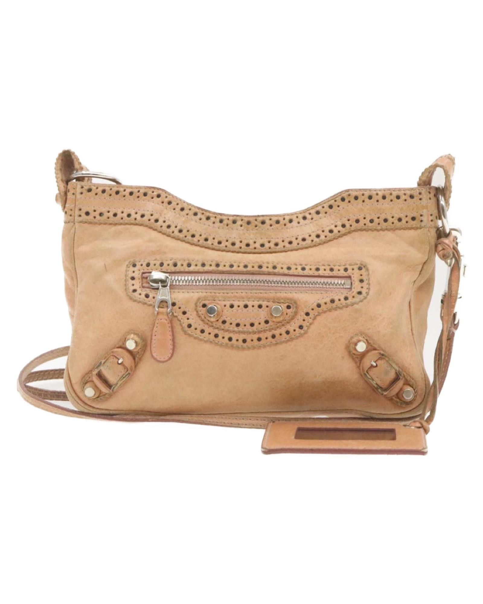 image of Balenciaga Leather Shoulder Bag in Pink, Women's