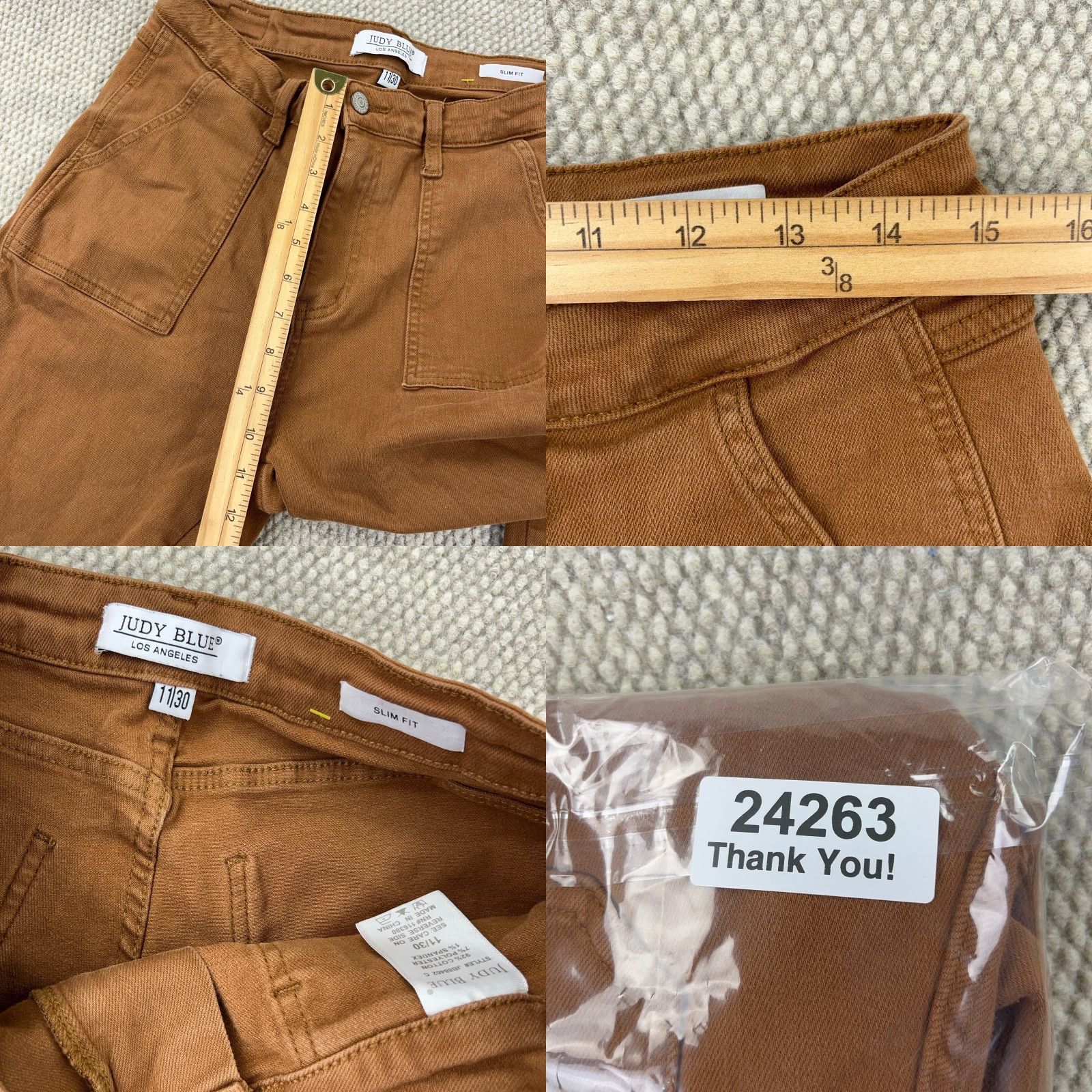Denime Judy Blue Jeans Women Slim Straight Mid Rise Brown Denim 30 25.5 Inseam 5-Pocket Work Carpenter Trend Modern Classic Shirt? Size 30" / US 8 / IT 44 - 8 Thumbnail
