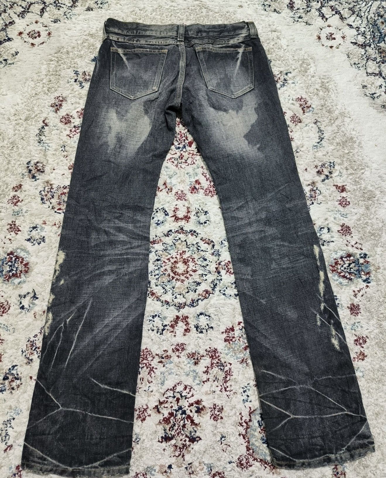 If Six Was Nine Jackrose Low-Rise Flared Jeans Distressed Black Size 31" - 2 Thumbnail
