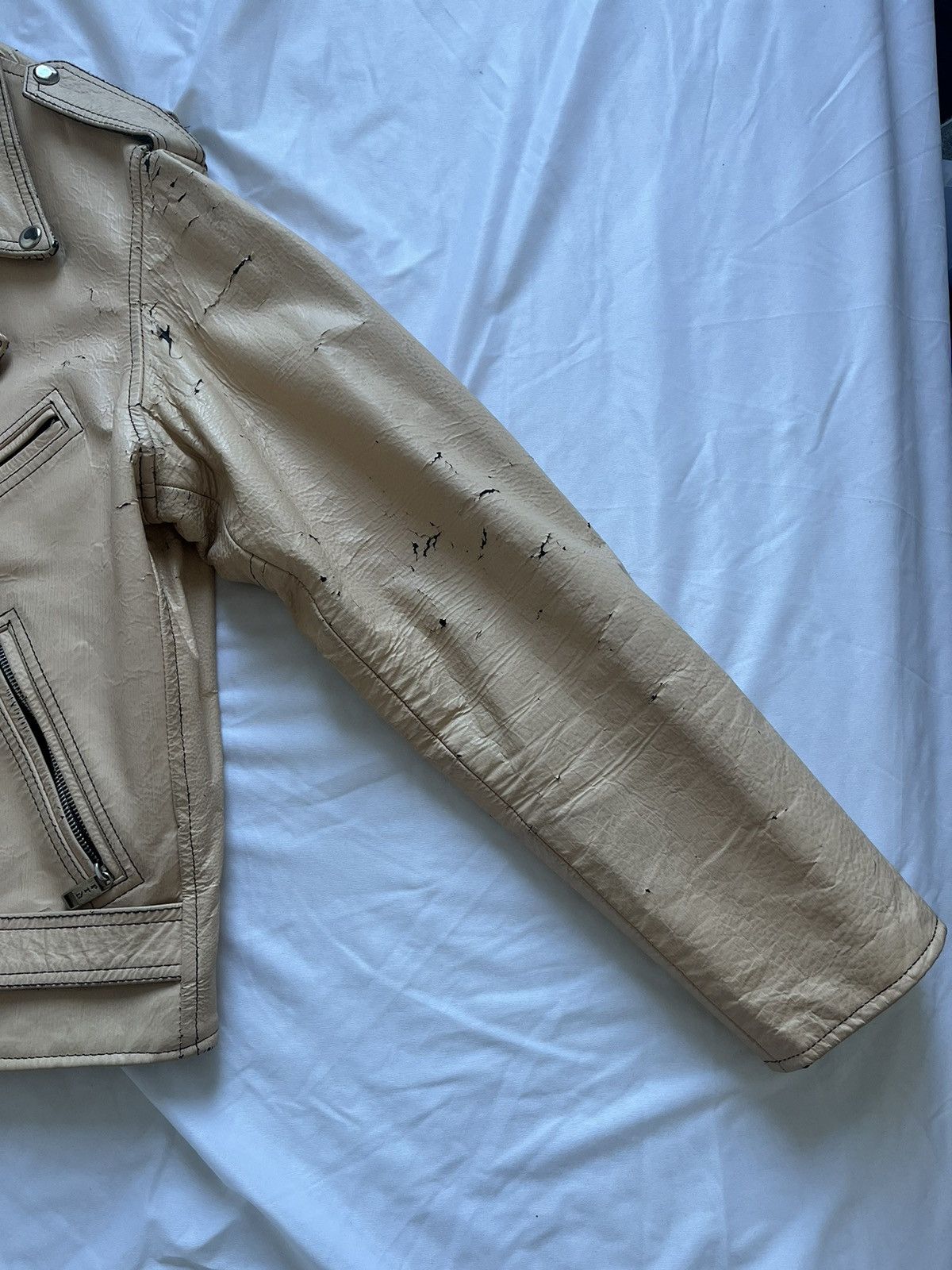 Enfants Riches Deprimes Enfants Riches Deprimes Cream Painted Leather Jacket Size US M / EU 48-50 / 2 - 5 Thumbnail