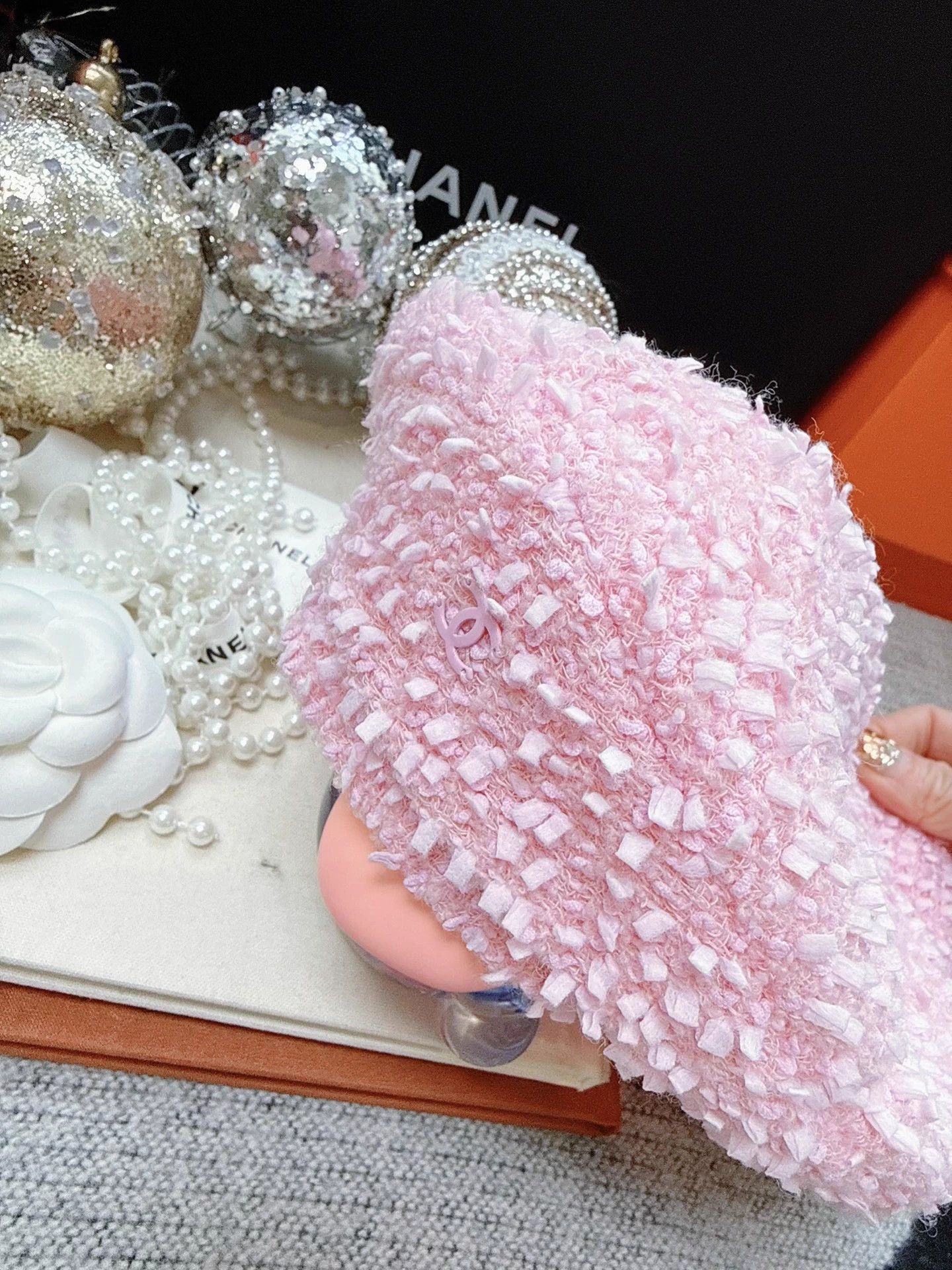 Chanel Chanel 19C Pink Tassel Tweed Beret M Size ONE SIZE - 4 Thumbnail