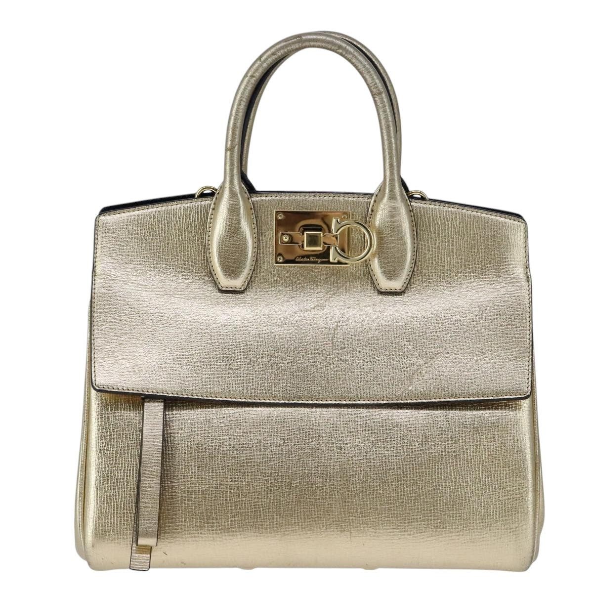 Salvatore Ferragamo Hand Bag Leather Gold - Main Image