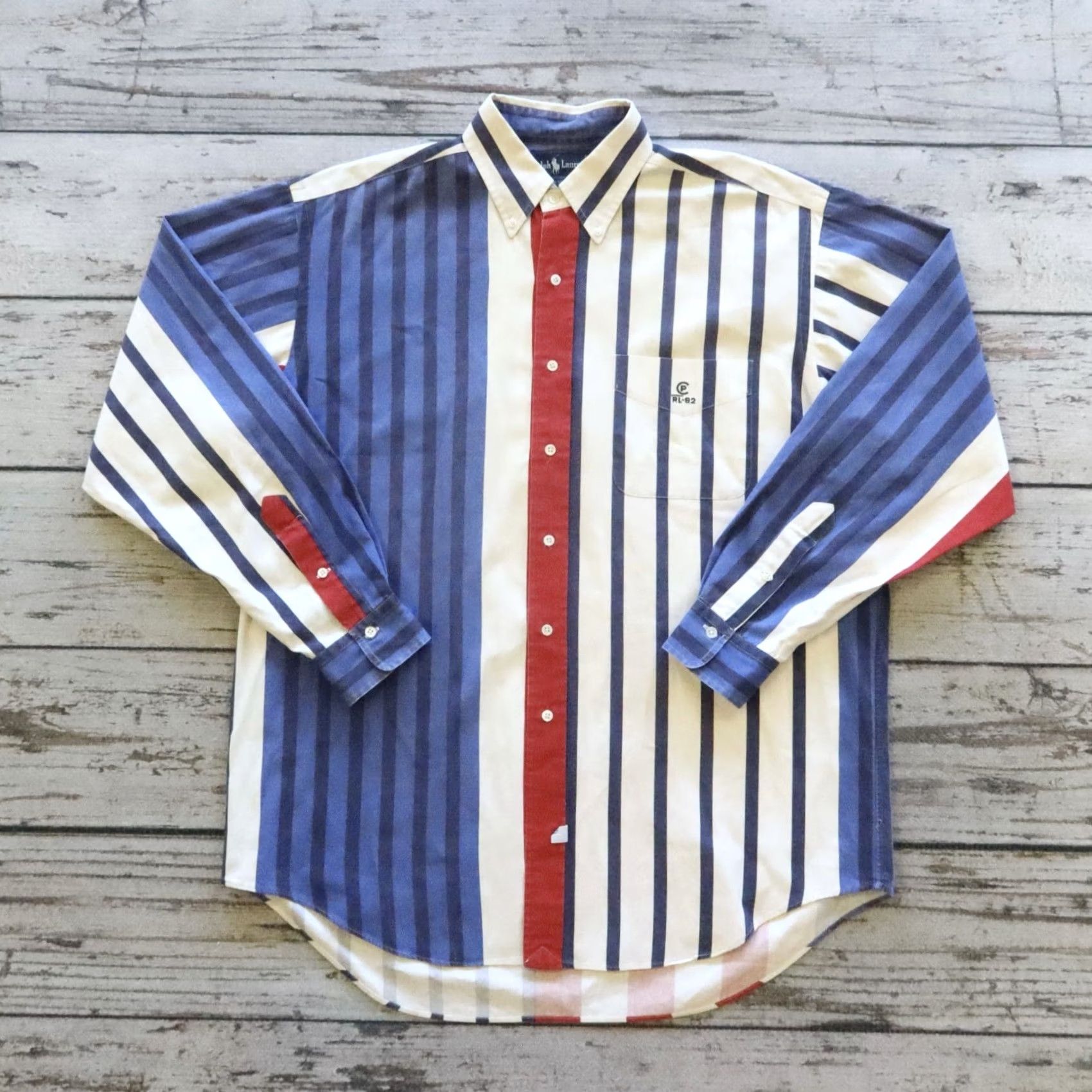 Ralph Lauren VINTAGE Ralph Lauren Polo Shirt Men L Blue Striped Button-Down 90s CP RL 92 Size US L / EU 52-54 / 3 - 2 Thumbnail