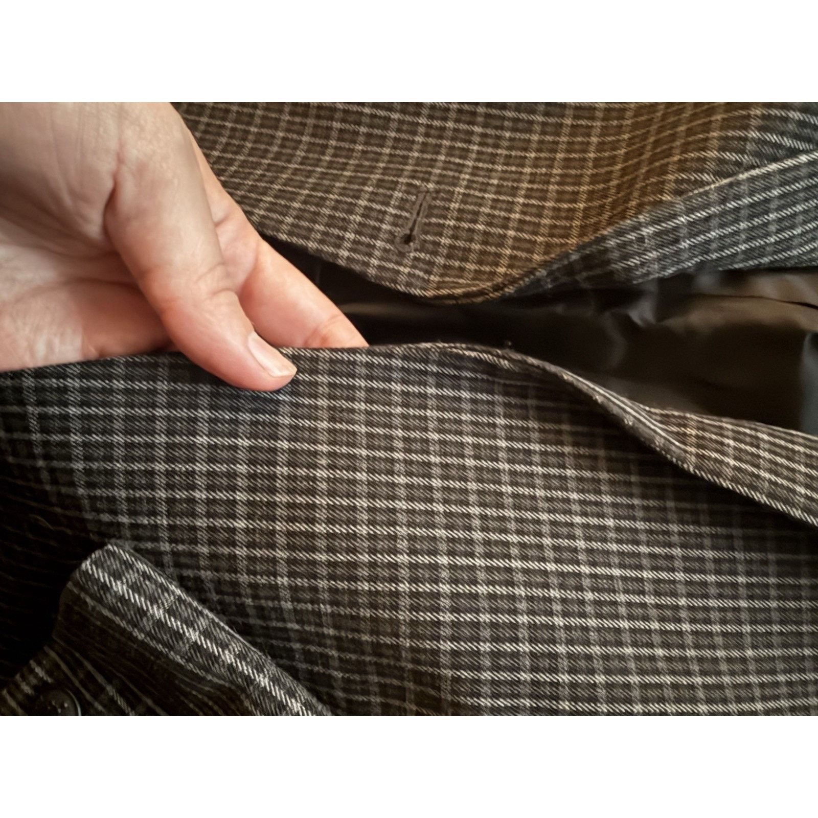 Rag & Bone Grey plaid Leather Collar Blazer (missing Button)