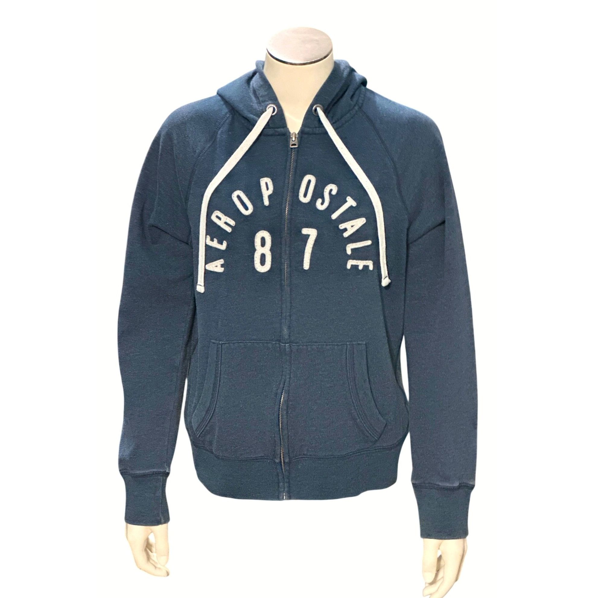 Aeropostale Aeropostale 87 Navy Blue Full Zip Hoodie Drawstring Hood Fr Size M / US 6-8 / IT 42-44 - 1 Thumbnail