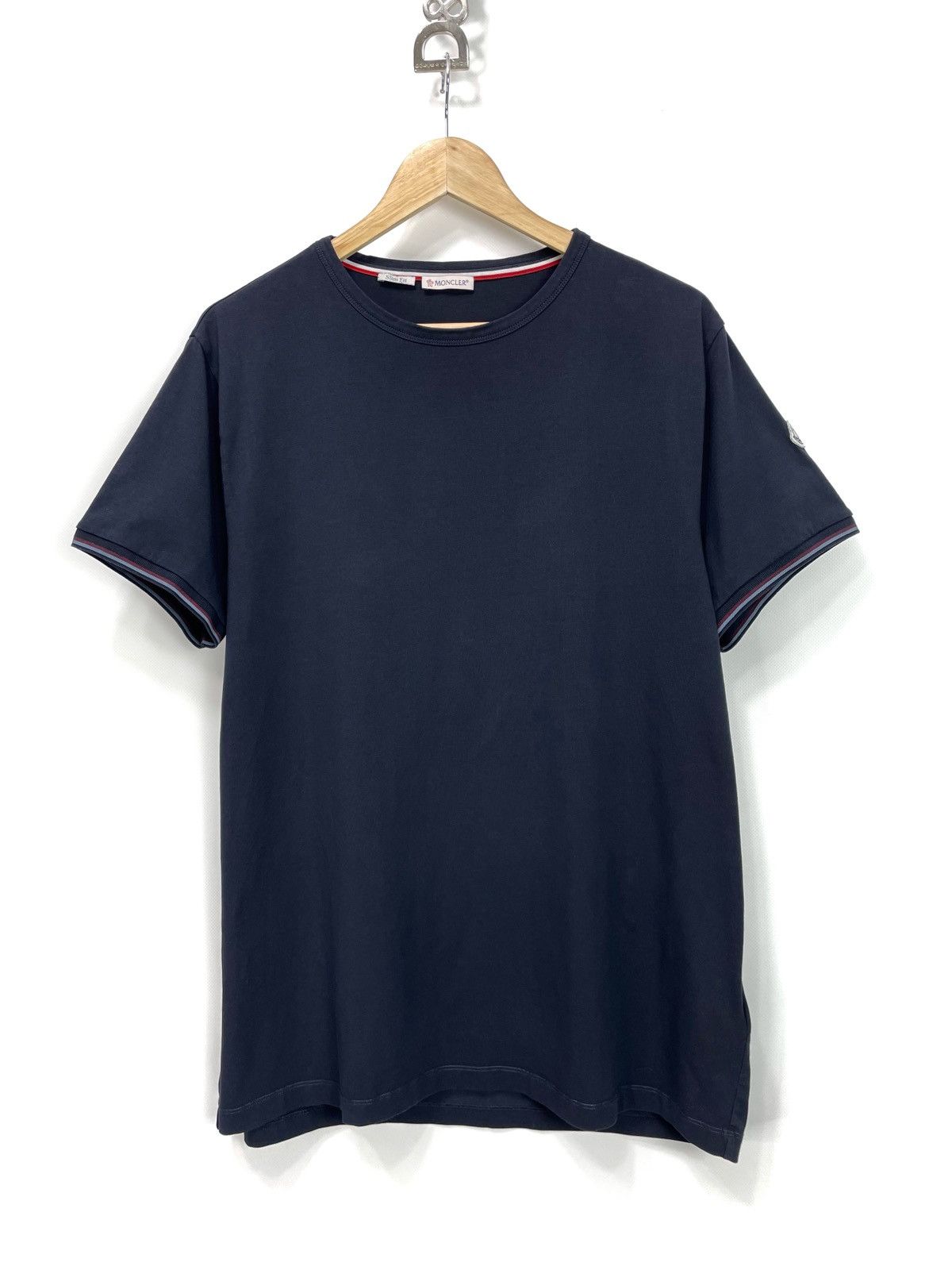 Moncler Moncler Slim Fit Tricolour Sleeve T-Shirt – Navy Size US XL / EU 56 / 4 - 3 Thumbnail