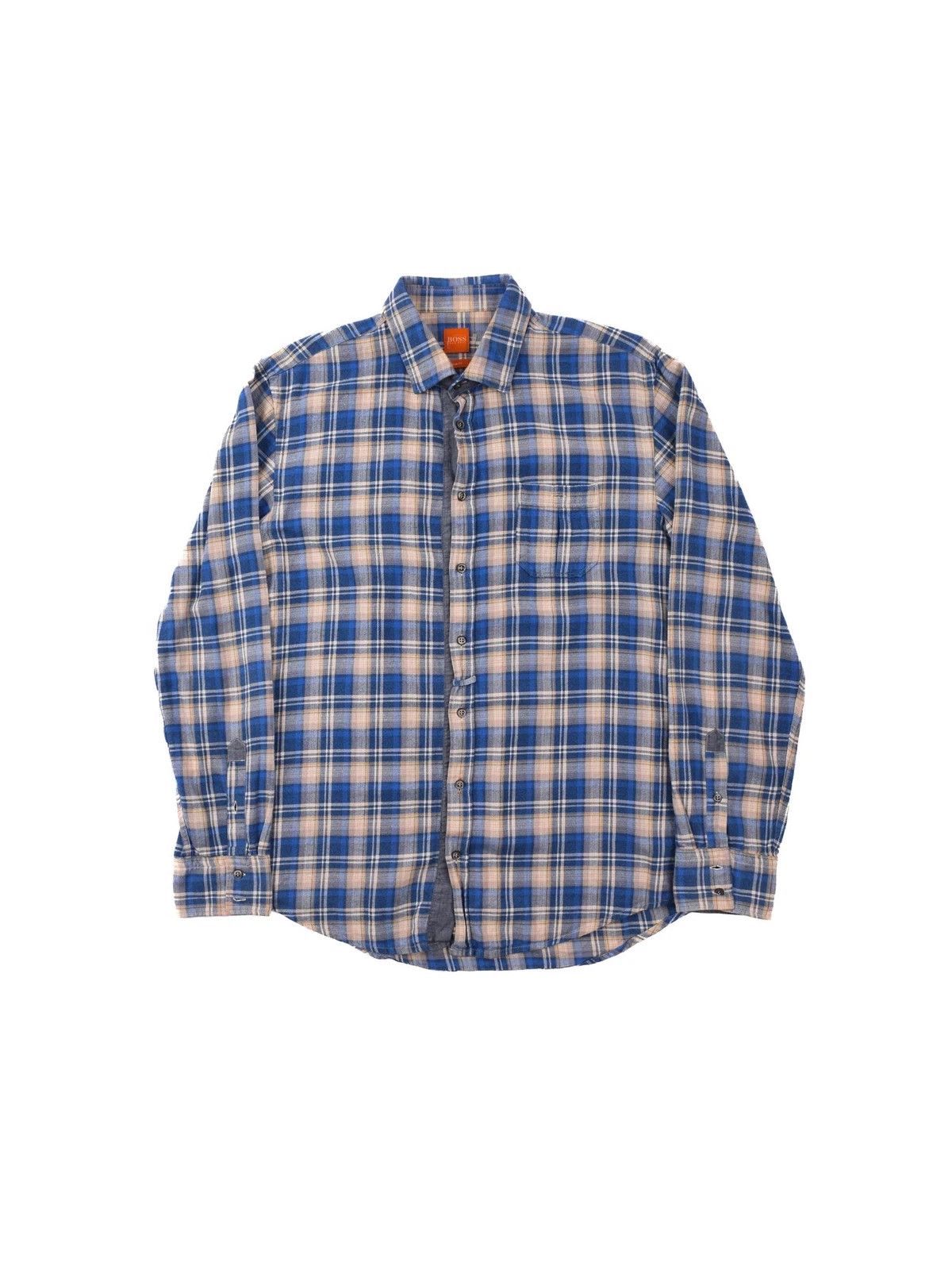 Hugo Boss HUGO BOSS Blue Plaid Flannel Shirt Slim Fit Long Sleeve Size US L / EU 52-54 / 3 - 1 Thumbnail