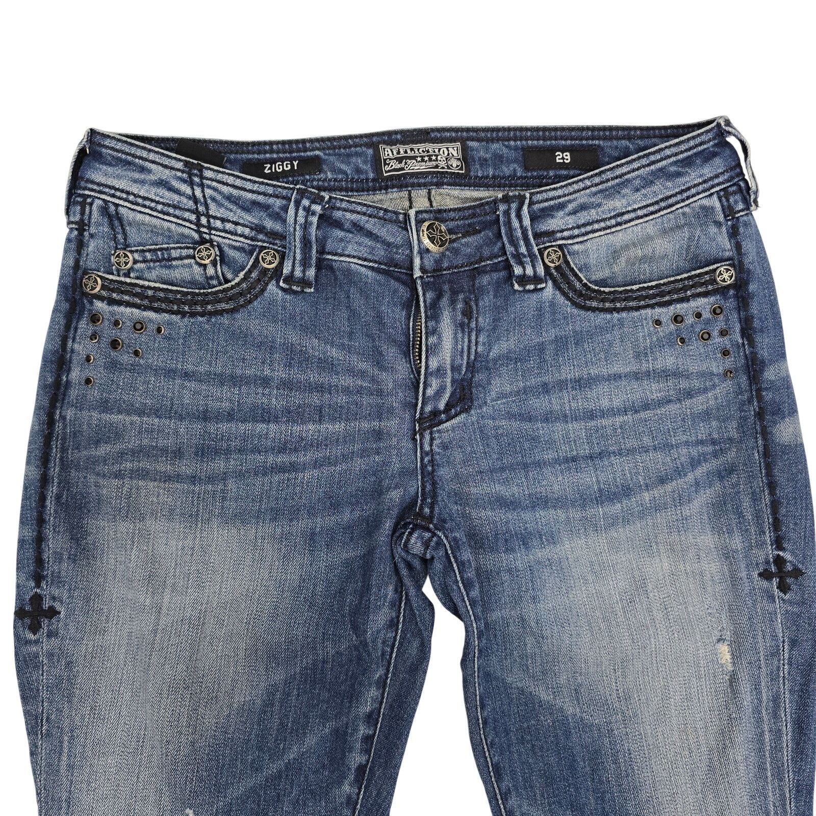 Affliction Affliction ZIGGY Embellished Jeans Size 29 Flare Low Rise Size 29" - 5 Thumbnail