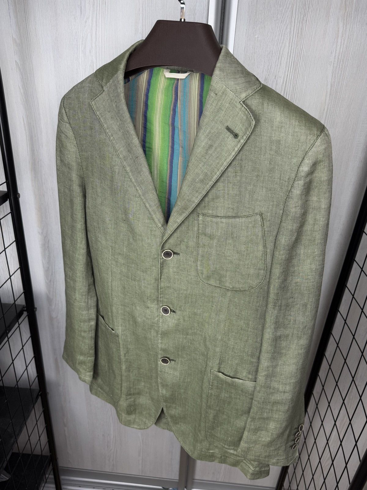 Lardini Lardini Pure Linen Multicolor Striped lining 3 button blazer Size 38R - 6 Thumbnail
