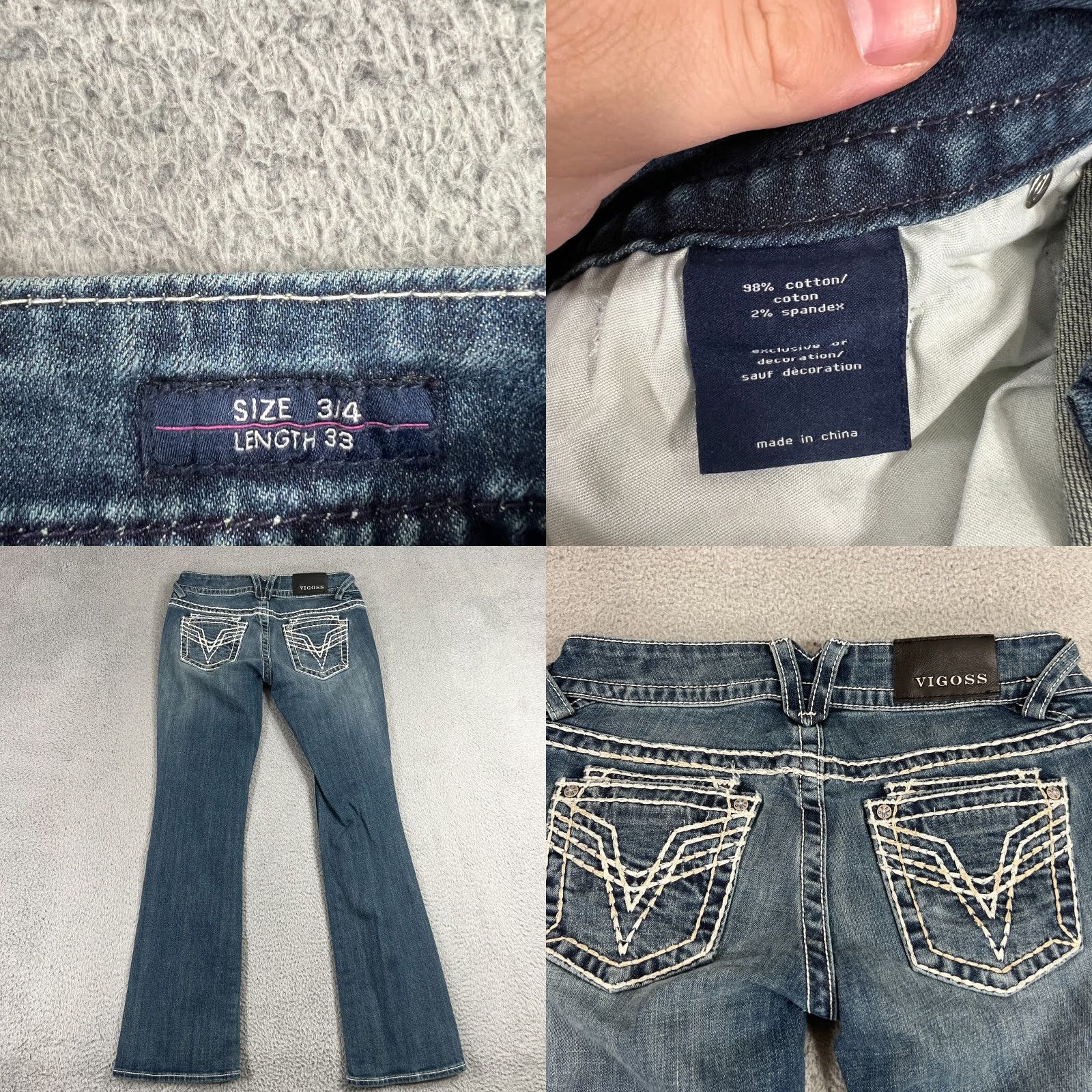 Vintage VIGOSS Slim Boot Jeans Women's Size 4 Blue Stretch Denim 5-Pocket Mid Rise Size 27" / US 4 / IT 40 - 8 Thumbnail