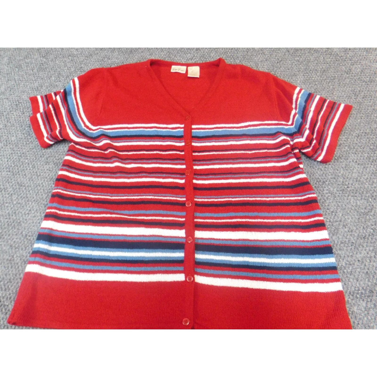 Vintage Bobbie Brooks Womens Cardigan Sweater XL Red Crewneck Pullover Knit Size XL / US 12-14 / IT 48-50 - 2 Thumbnail