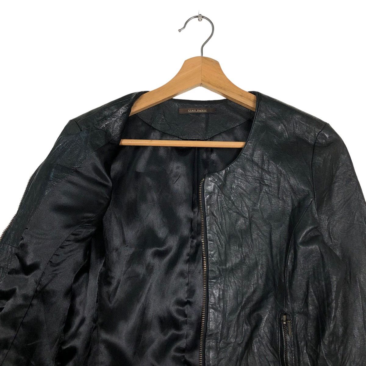 Japanese Brand 📌CROPPED BIKER LEATHER JACKET CIAO PANIC JAPAN Size M / US 6-8 / IT 42-44 - 12 Thumbnail