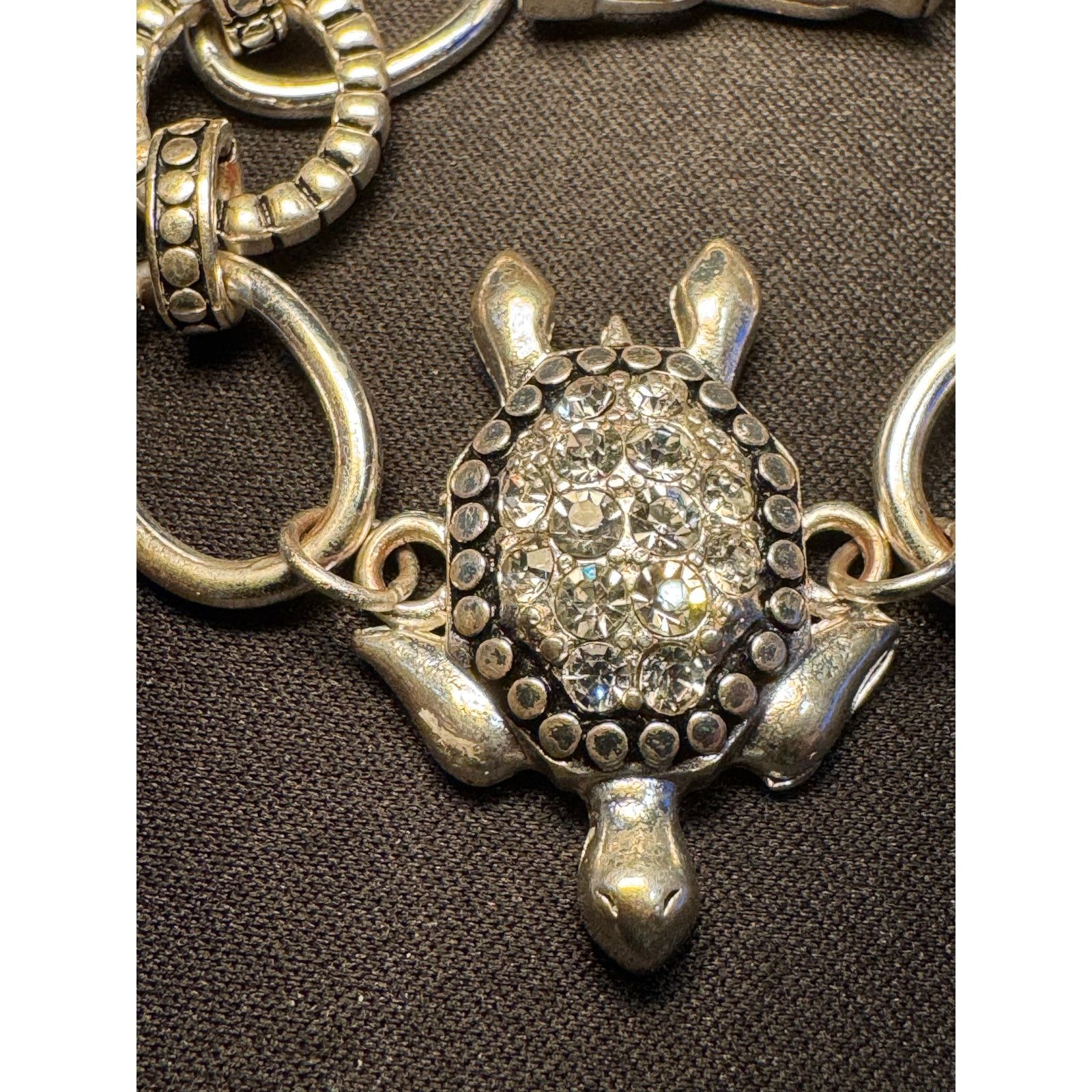 Other Vintage Silver Tone Turtle w/ Rhinestones Size 6.5 Size ONE SIZE - 4 Thumbnail