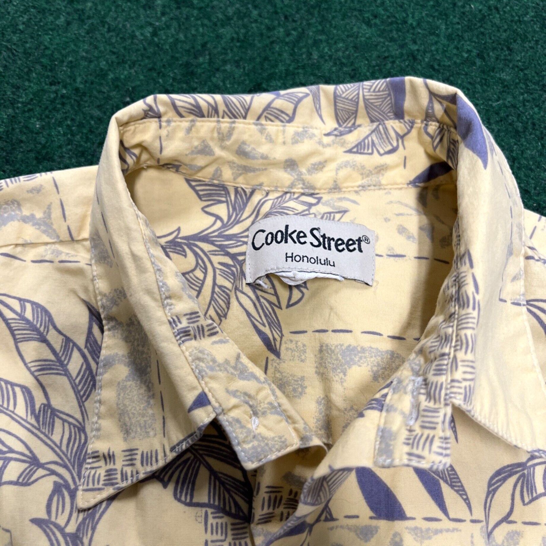 Vintage COOKE STREET Men's Size L Print Yellow Blue Hawaiian Shirt Cotton Summer Beach Size US L / EU 52-54 / 3 - 4 Thumbnail