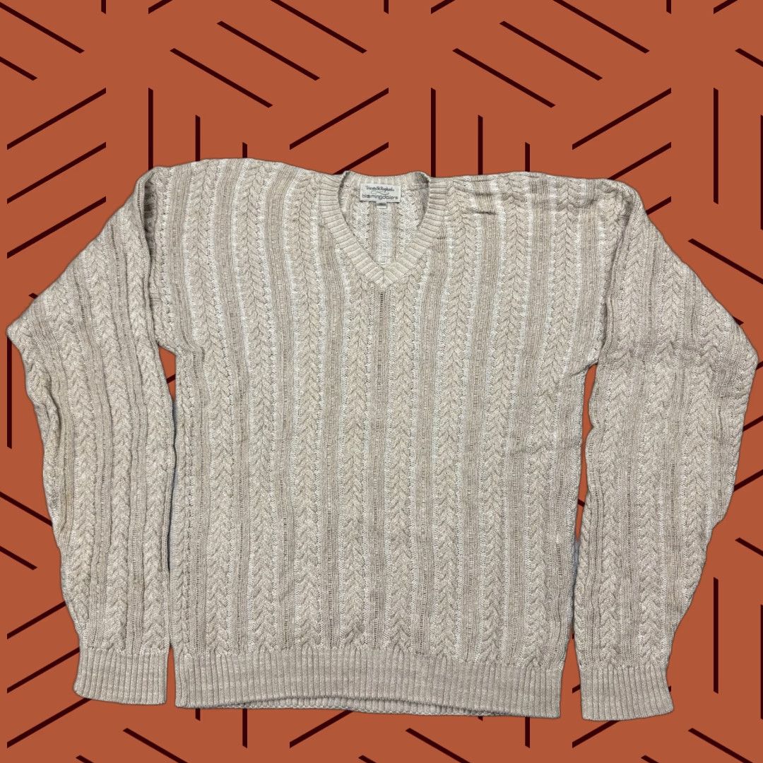 Vintage VINTAGE Tricots St Raphael Men's Cable Knit Sweater XL Beige 80s Classic Preppy All Seasons Size US XL / EU 56 / 4 - 1 Thumbnail