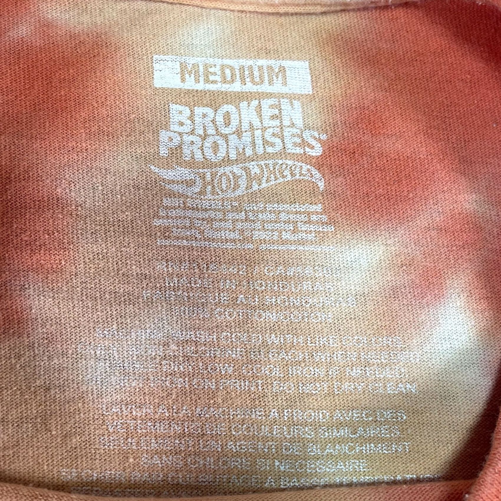 Broken Promises Co. Broken Promises Shirt Mens M Orange Tie-Dye Skeleton Flames Car Hot Wheels Streetwear Graphic Print Crew Neck Short Sleeve Size US M / EU 48-50 / 2 - 4 Thumbnail
