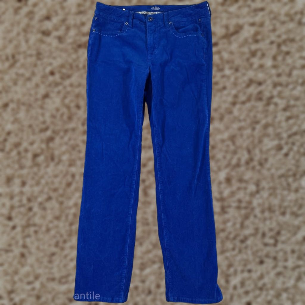 Vintage YMI Pants Womens 14 Blue Corduroy Cotton Blend Straight Leg Fleur De Lis Shirt Size 30" / US 8 / IT 44 - 1 Thumbnail