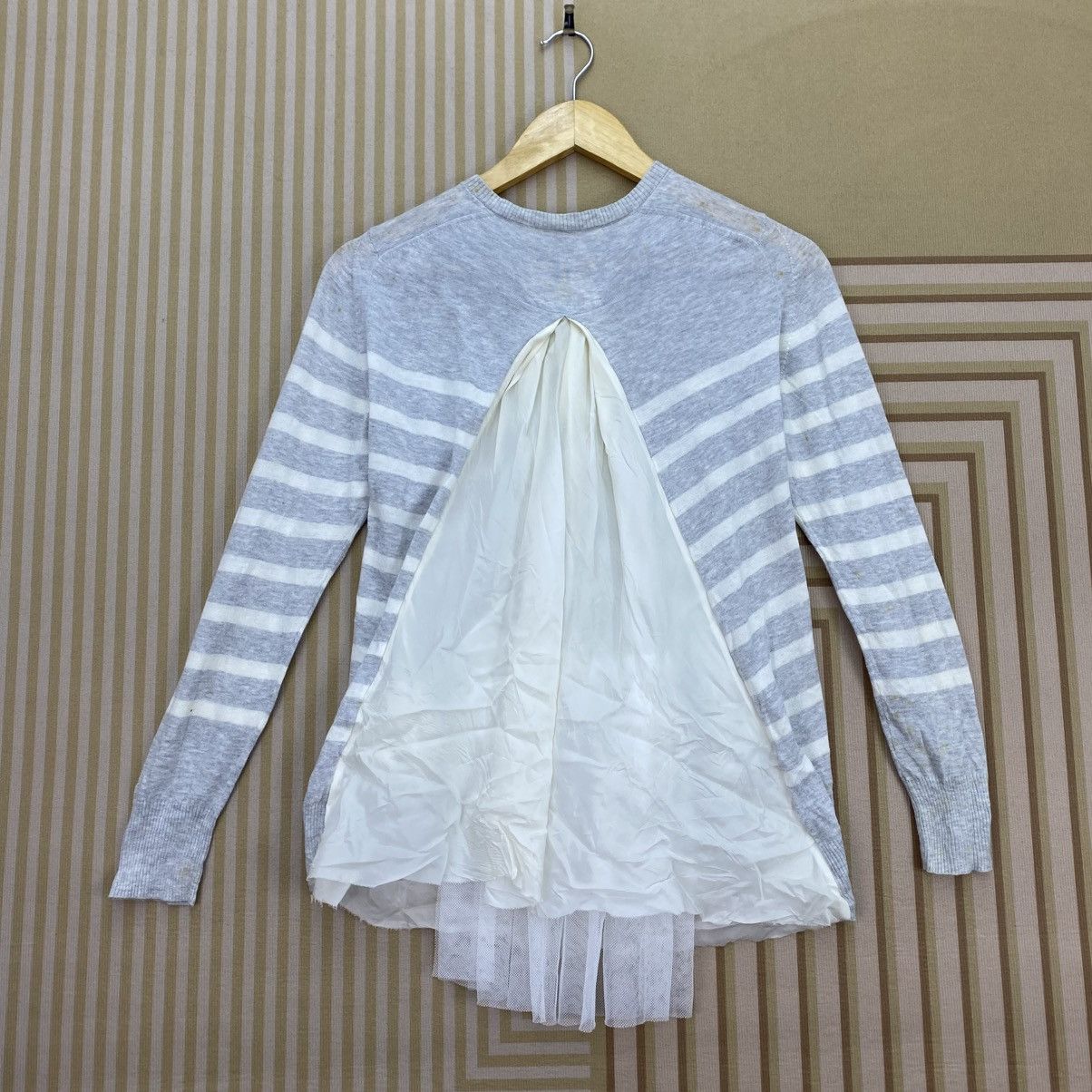 Japanese Brand 🫶 sacai luck Stripes Pattern back flare border cardigan Size US M / EU 48-50 / 2 - 2 Thumbnail