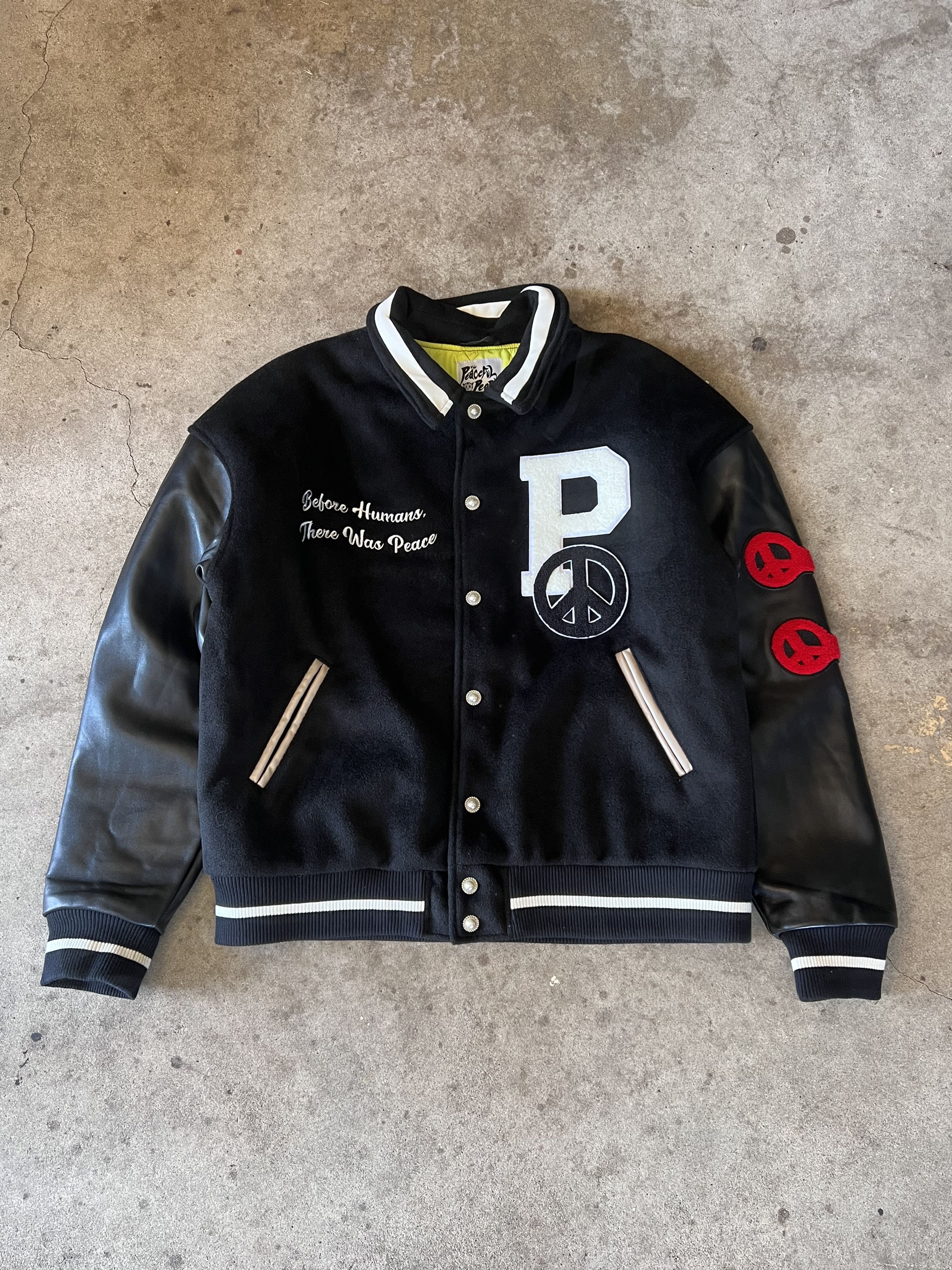 image of The Peaceful People - Varsity Jacket in Black, Men's (Size XL)