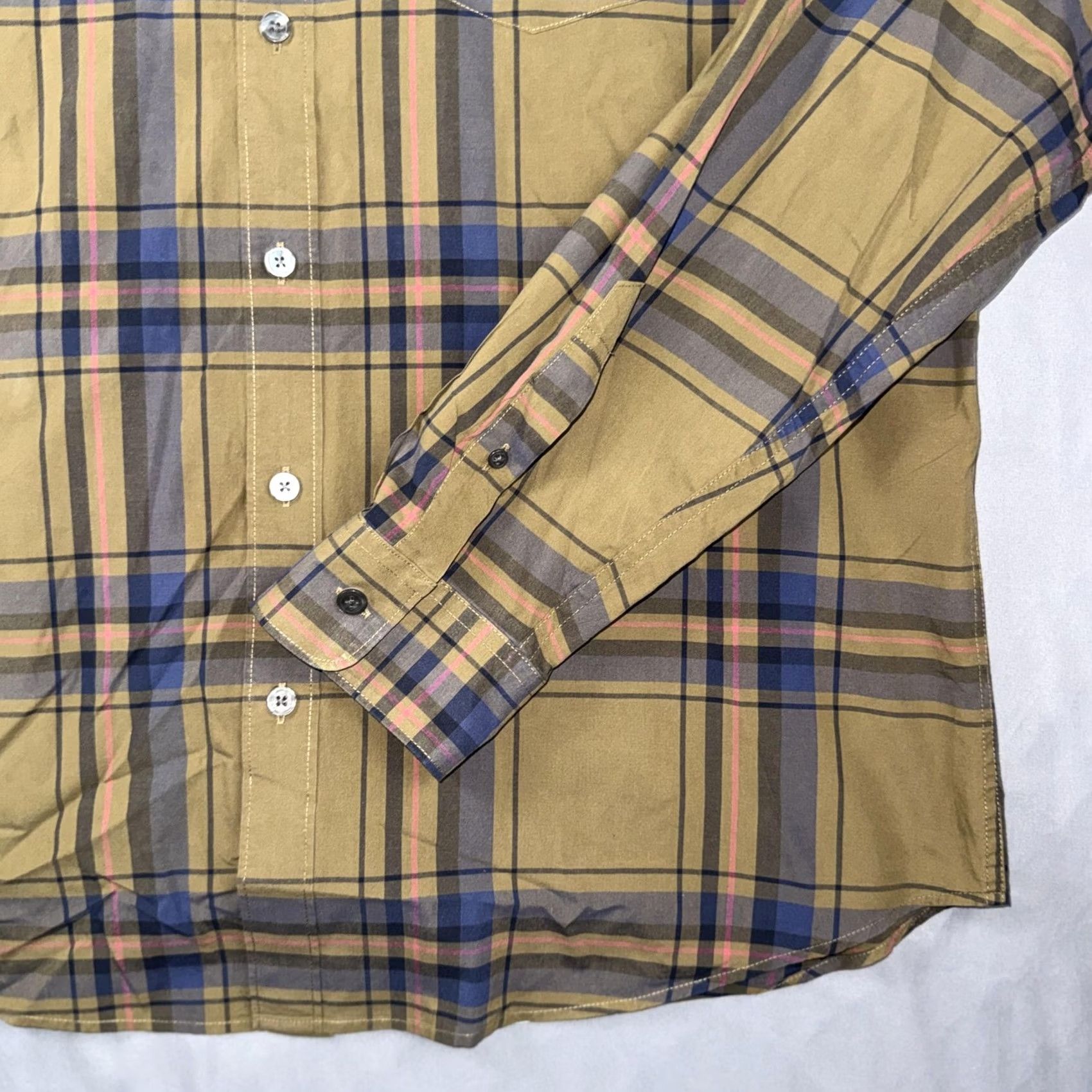 Todd Snyder Todd Snyder Men's 2XL Beige Plaid Cotton Button Front Long Sleeve Casual Shirt Size US XXL / EU 58 / 5 - 6 Thumbnail