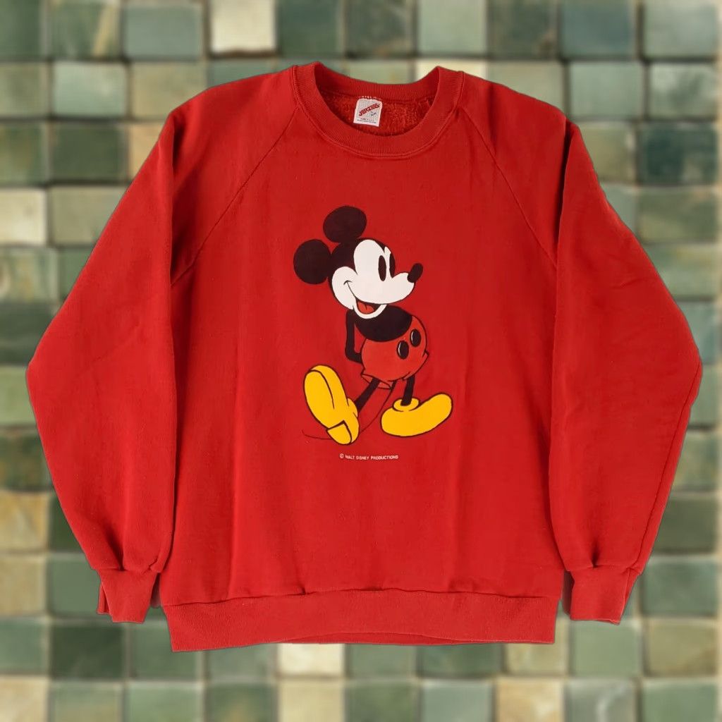 Jerzees VINTAGE Jerzees Sweatshirt Mickey Mouse Red Long Sleeve Made USA Mens L Size US L / EU 52-54 / 3 - 1 Thumbnail