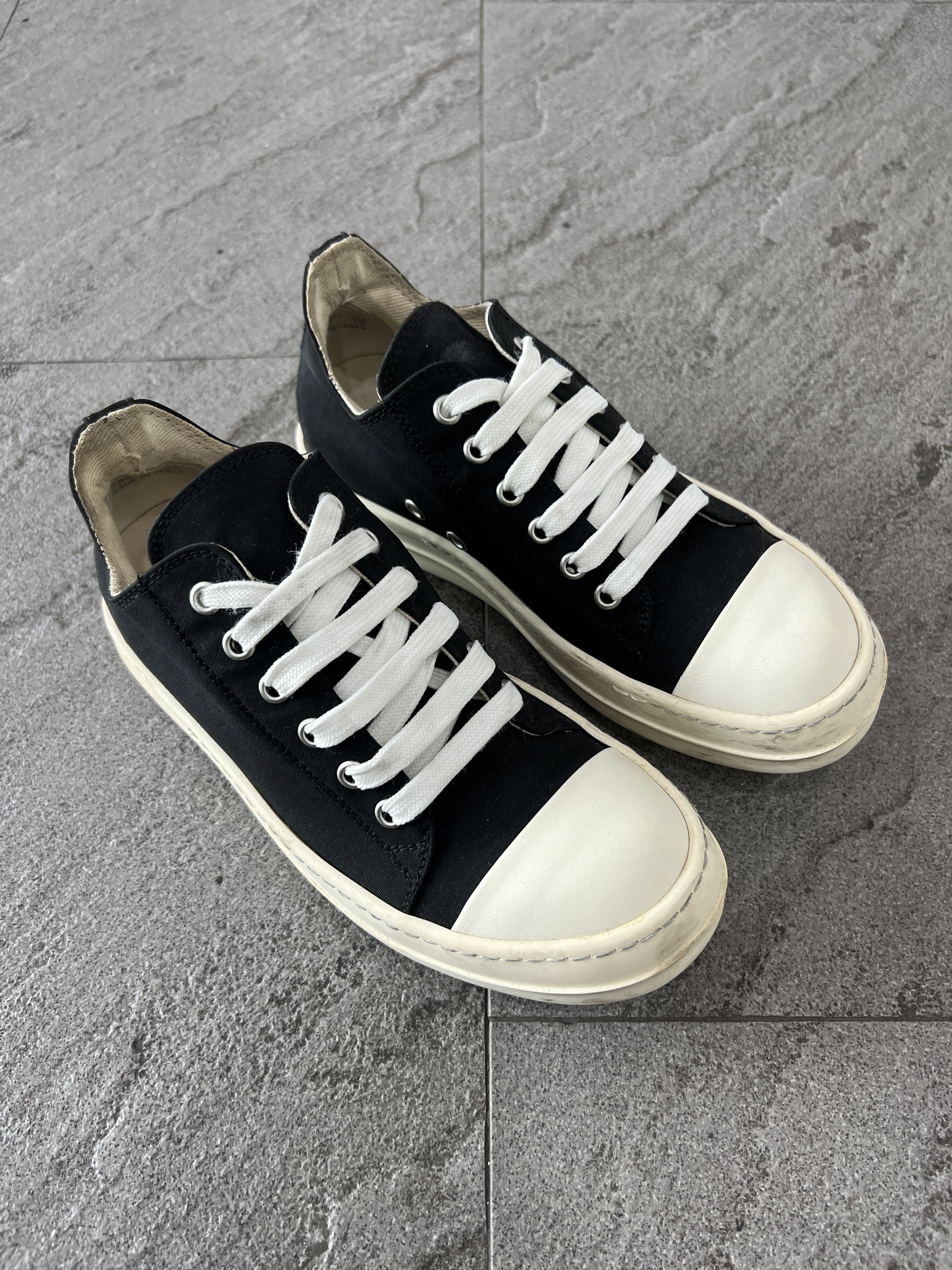 Rick Owens Drkshdw *Smallest size* Rick Owens DRKSHDW Low Ramones Black Canvas Size US 5 / IT 35 - 8 Thumbnail