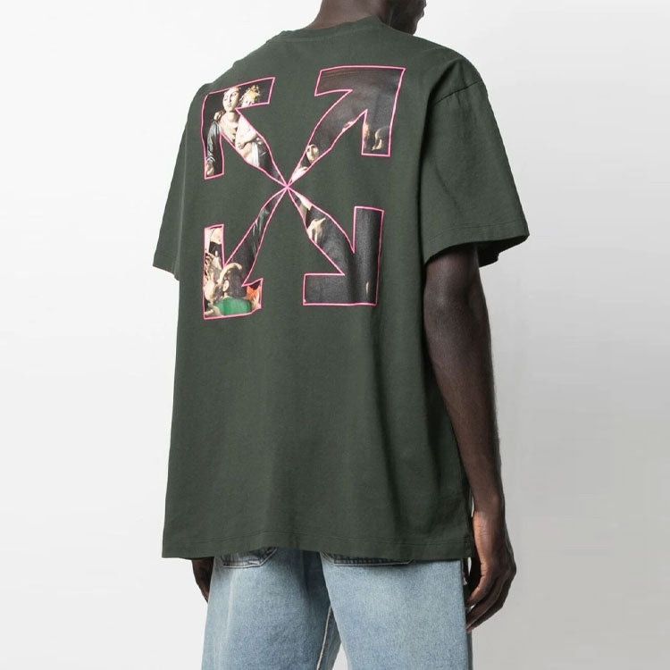 Off-White Green Sprayed Caravaggio Arrows Oversized T-Shirt Size US XS / EU 42 / 0 - 4 Thumbnail
