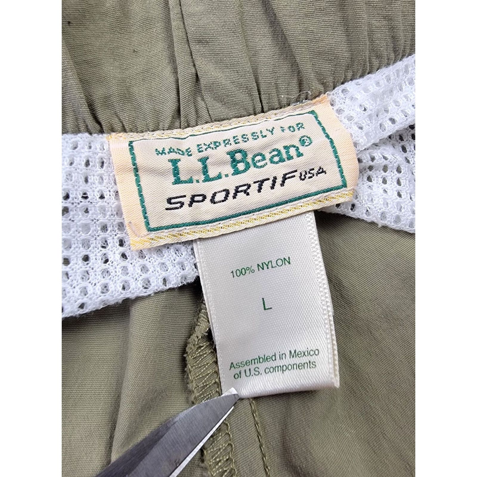 Vintage L.L. Bean Sportif Pants Mens Large Beige Belted Cargo Pockets Cargo Style Inseam 32" Regular Fit Front Zip Outdoor Travel Casual Nature Mens Size US 33 - 7 Thumbnail