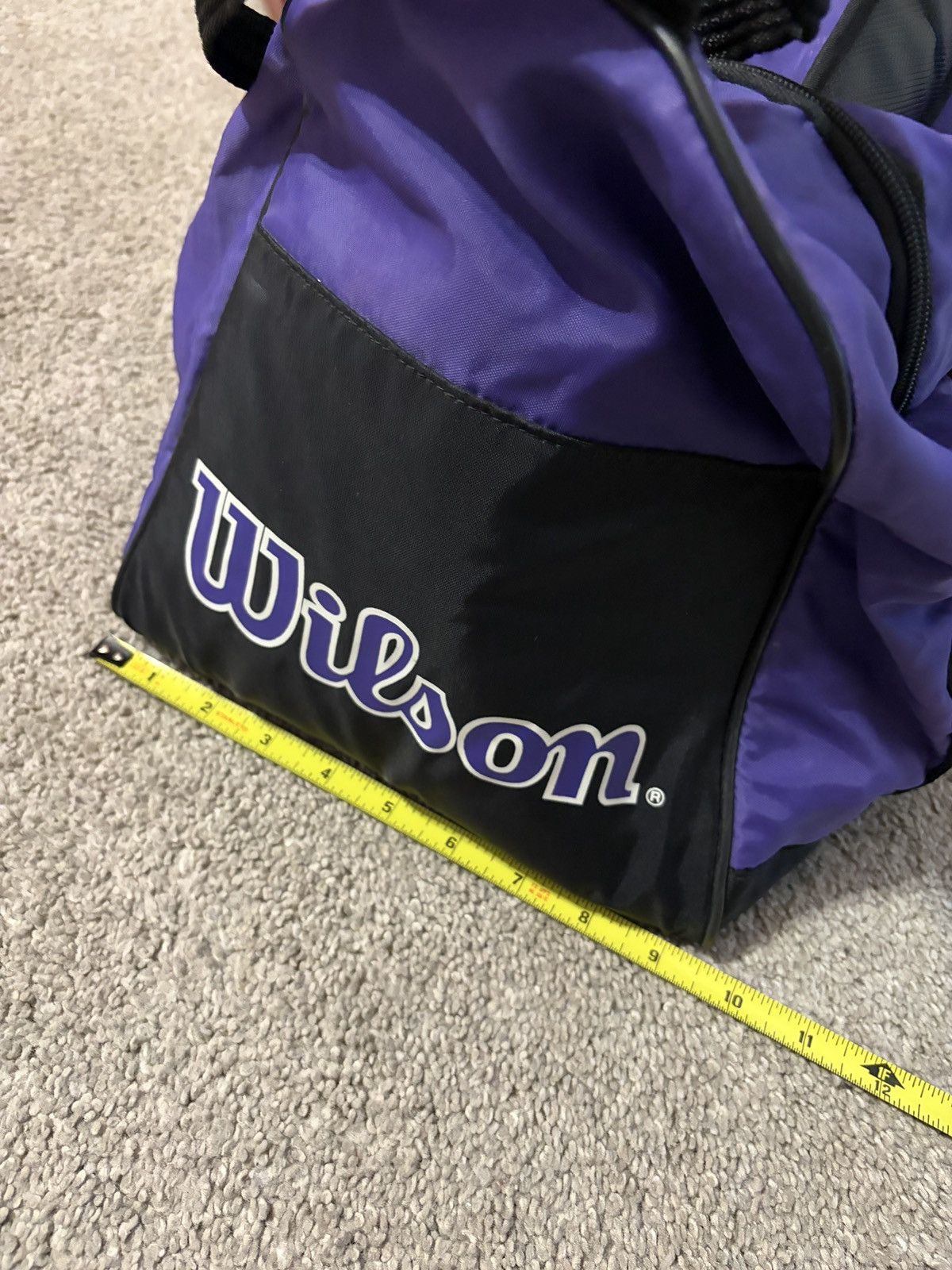 Wilson Vintage 90s Wilsons Nylon Duffle Strap Gym Bag Purple Black Size ONE SIZE - 12 Thumbnail