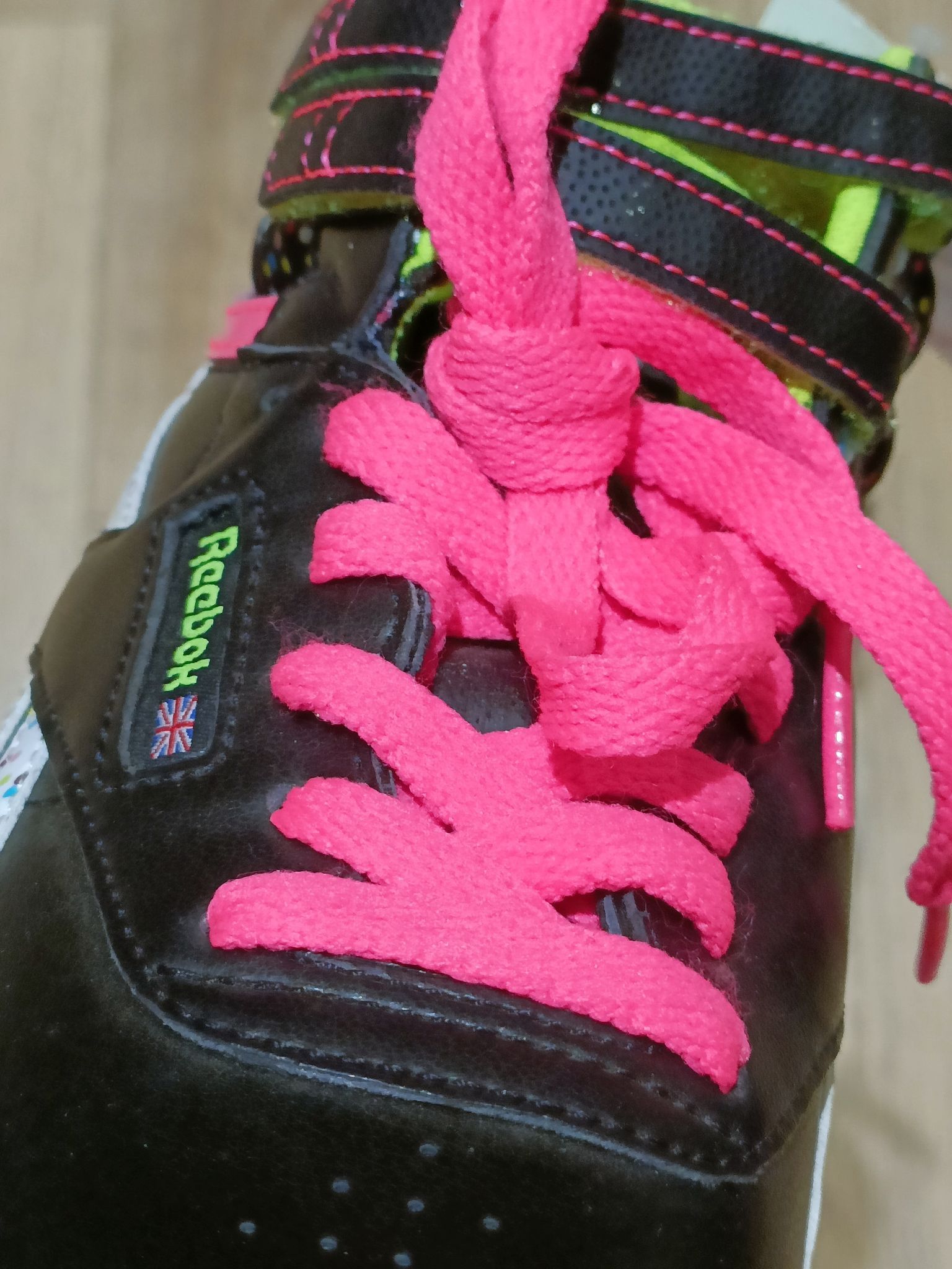 Reebok Reebok Sneakers Girls 3 Black Pink Teal High Top Polka Dot Size 3XL / US 20-22 - 8 Thumbnail