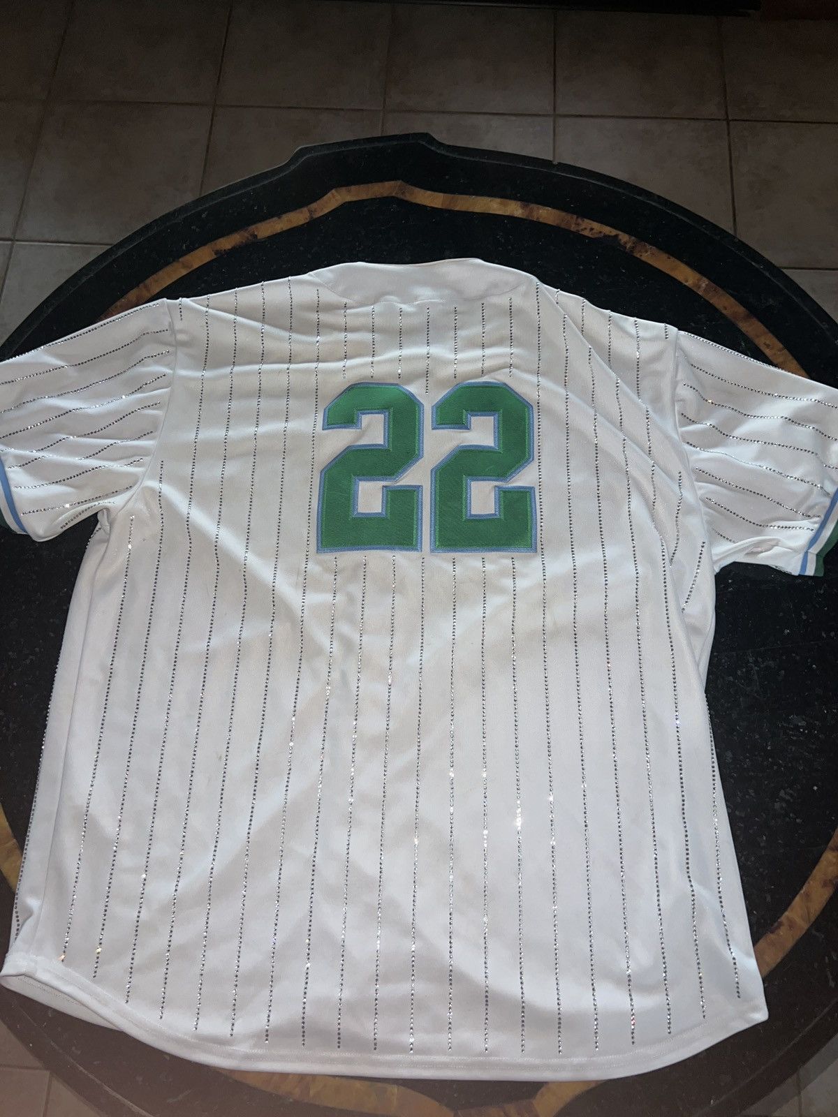 Supreme Rhinestone Stripe Baseball Jersey