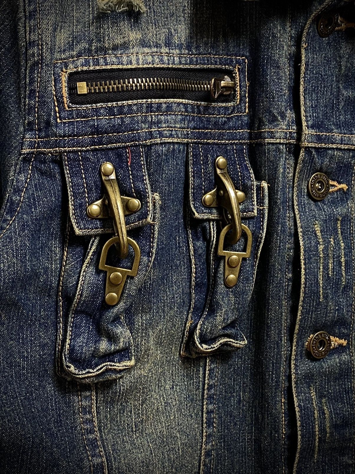 In The Attic In The Attic Japan Mud Wash Denim Jacket Punk LGB Style 🕷️ Size US M / EU 48-50 / 2 - 3 Thumbnail