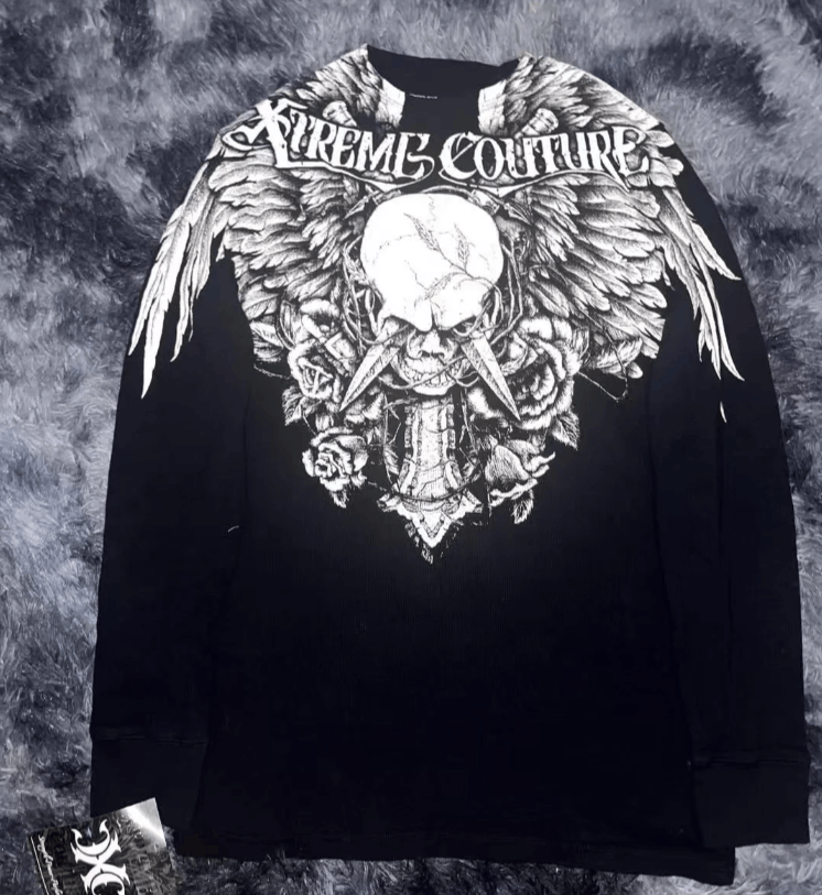 Japanese Brand American New Vintage Gothic Skull Print Long Size US L / EU 52-54 / 3 - 3 Thumbnail