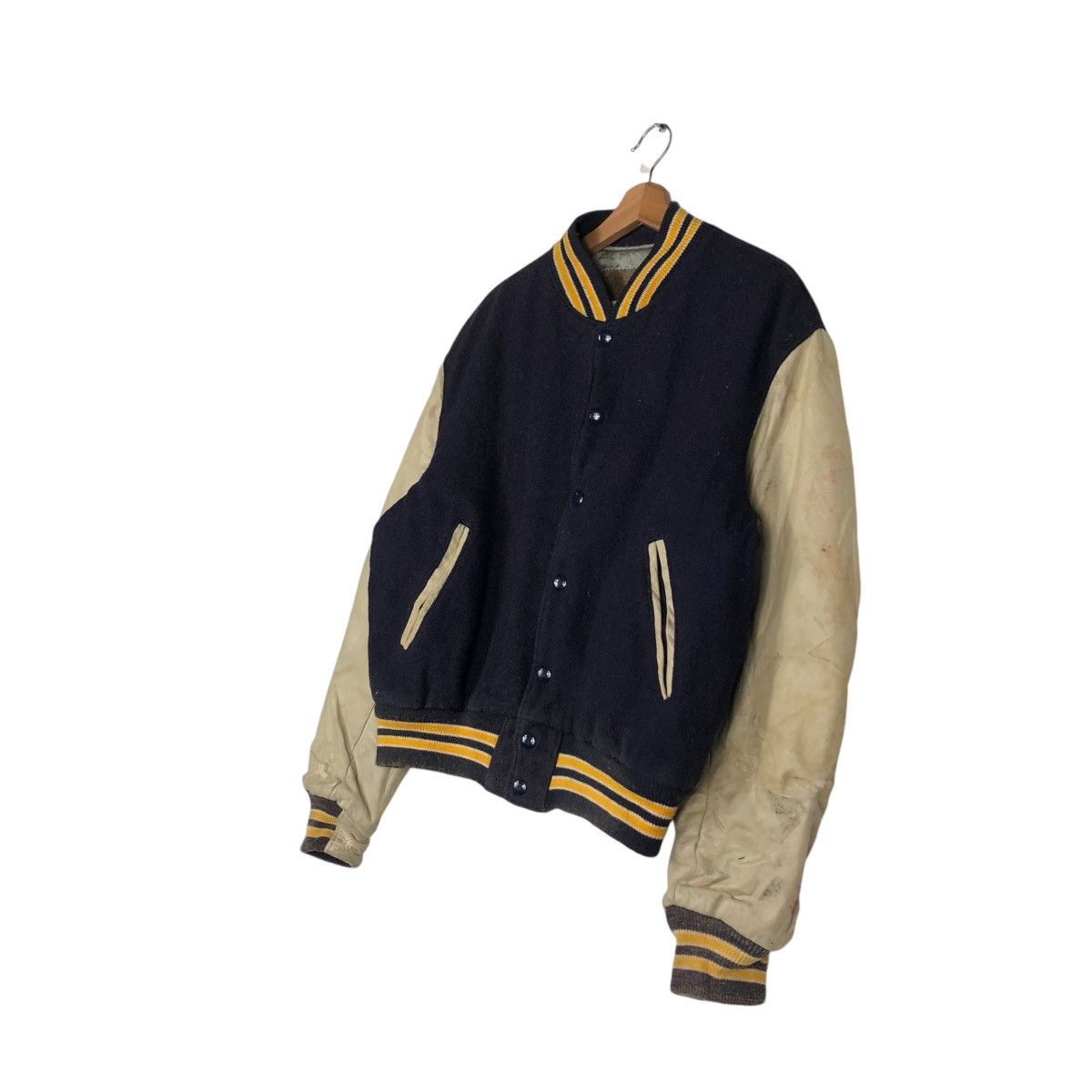 Golden Bear 🔥VINTAGE VARSITY LEATHER JACKET GOLDEN BEAR MADE IN USA Size US L / EU 52-54 / 3 - 4 Thumbnail