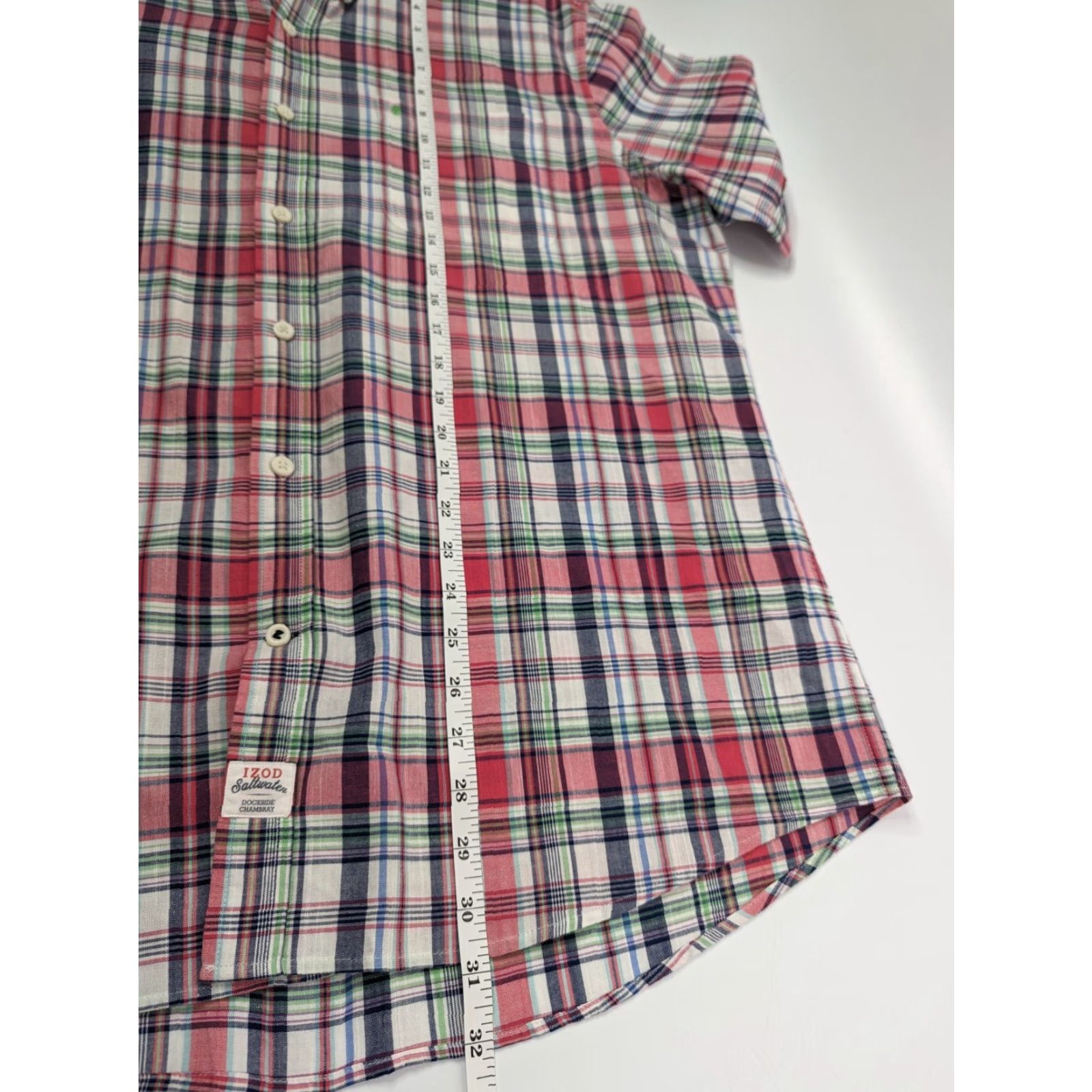Izod Izod Saltwater Chambray Red And Green Plaid Shirt Relaxed Classics Men's Size XL Size US XL / EU 56 / 4 - 6 Thumbnail