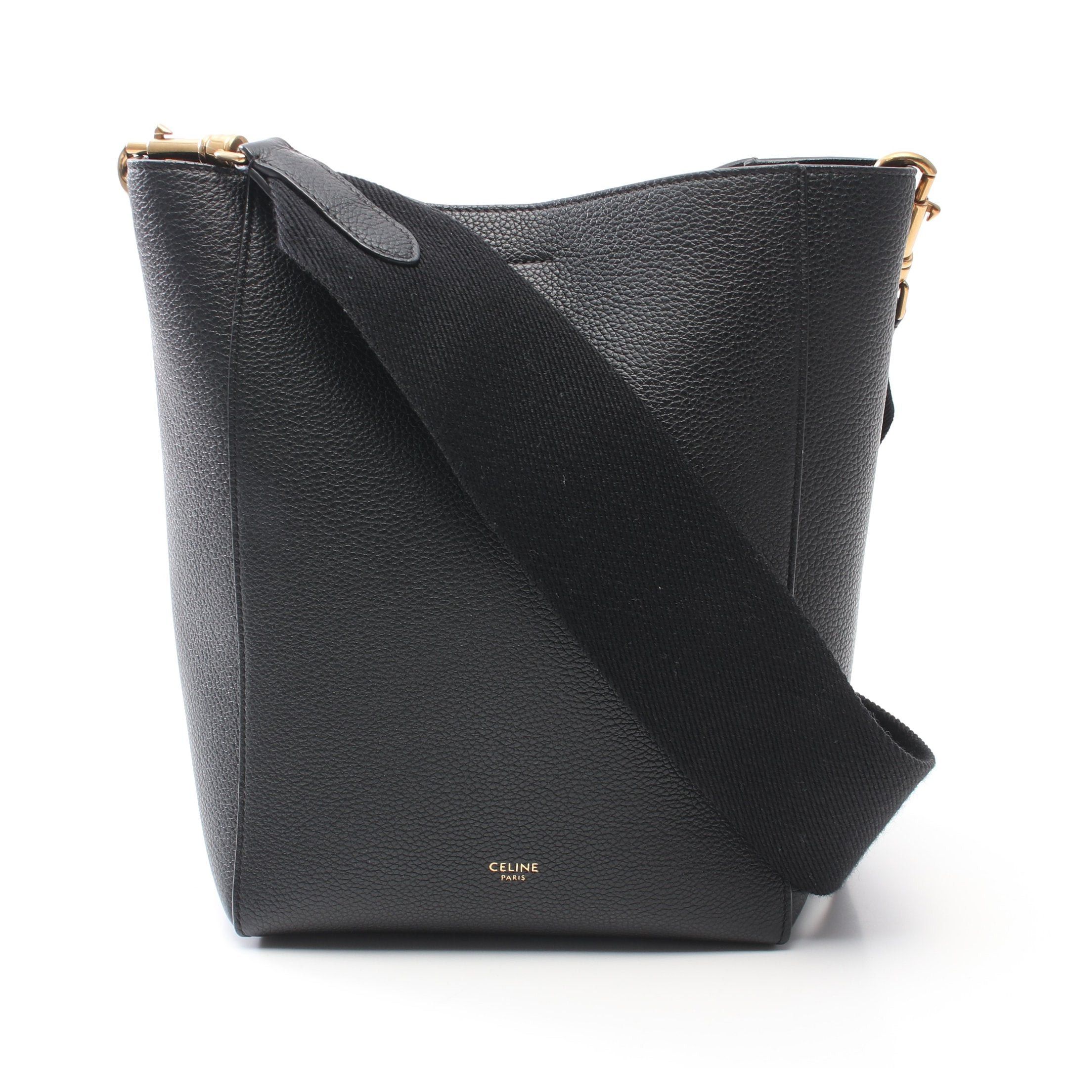 image of Celine Sangle Bucket Small Shoulder Bag Leather Black, Women's
