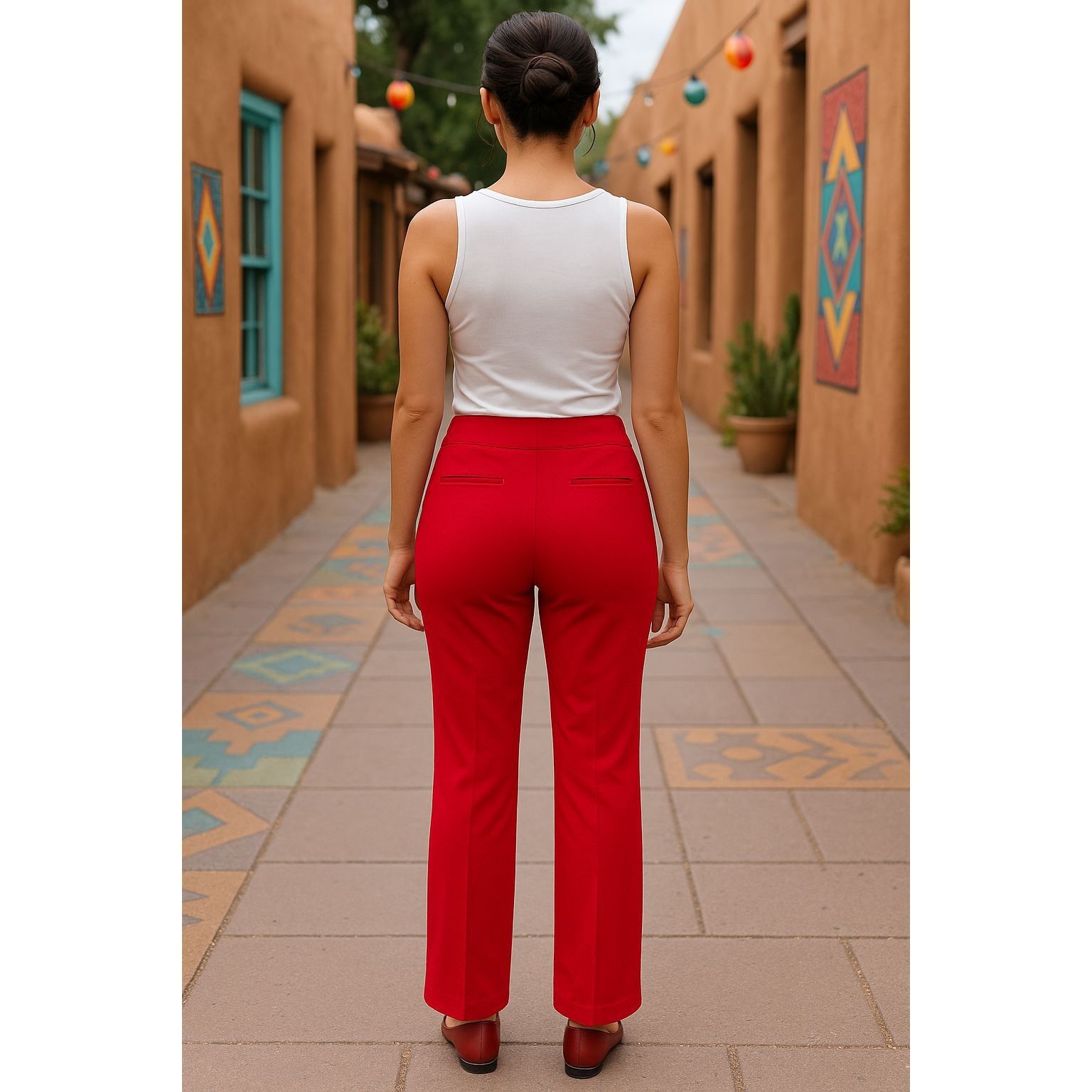 Other 7th Avenue Design Studio Medium Red Pants Bold Chic Trousers Size 30" / US 8 / IT 44 - 6 Thumbnail