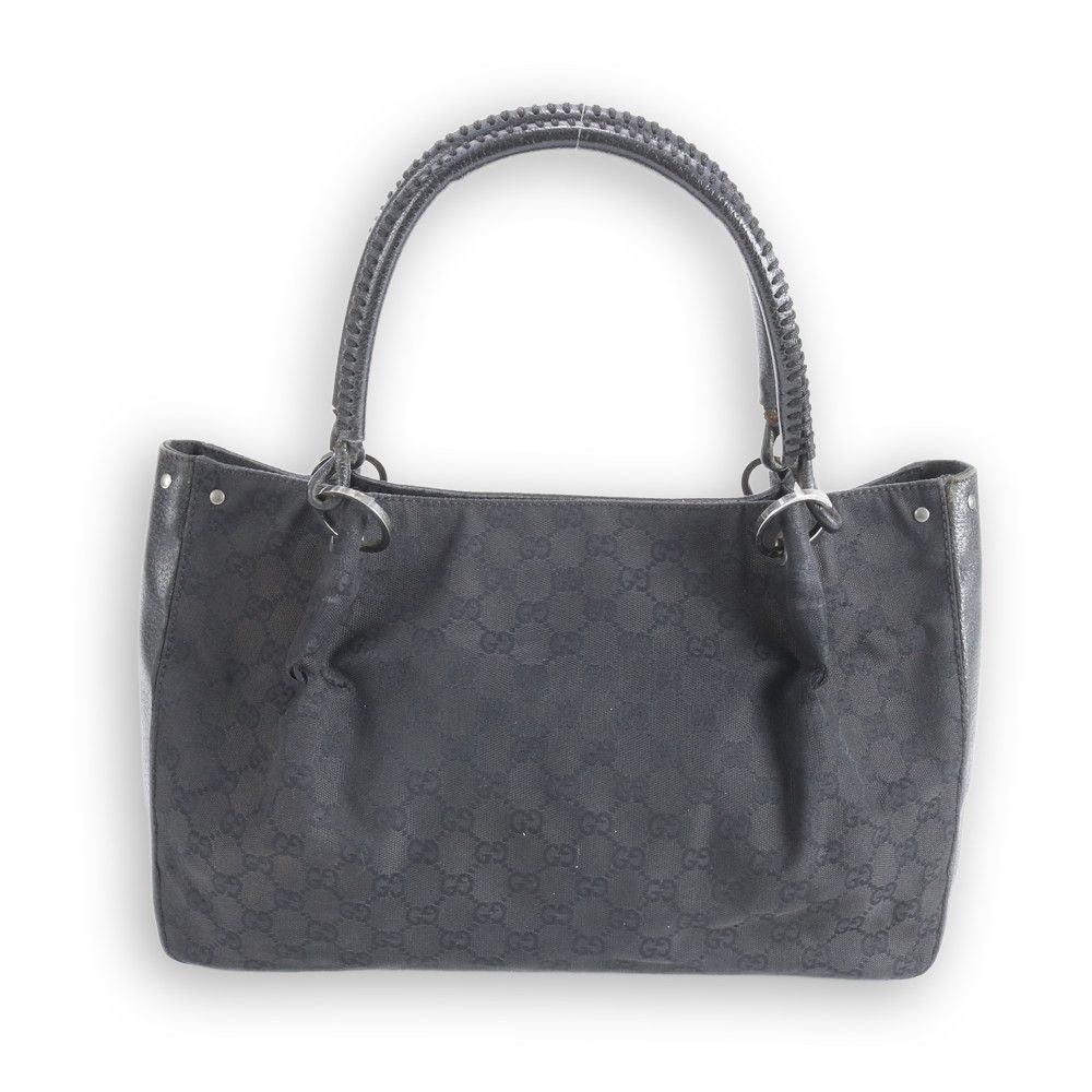 Gucci Gucci - GG Canvas 115015 Leather Tote Black Preloved Size ONE SIZE - 3 Thumbnail
