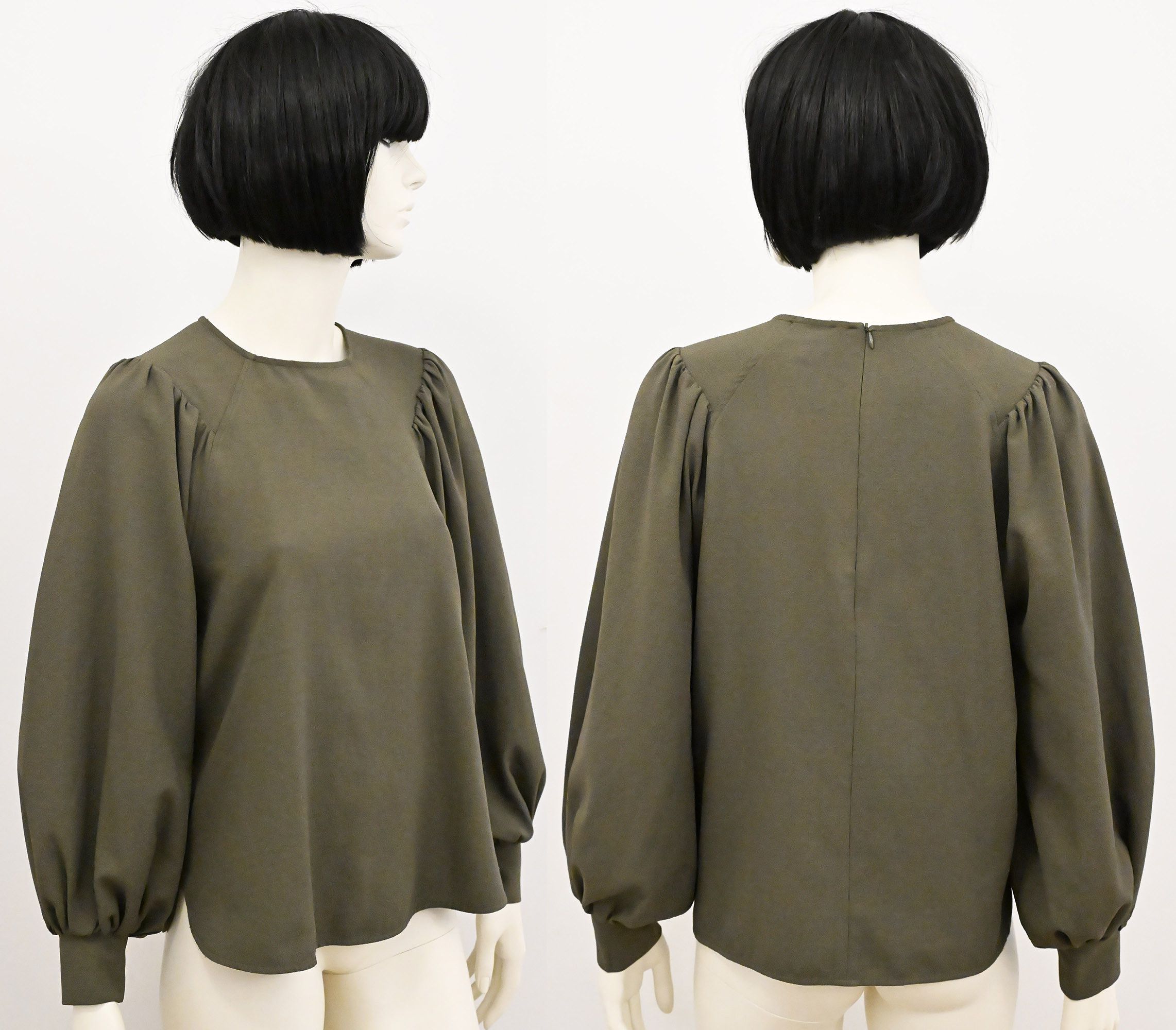 Ganni Ganni puff sleeve blouse in khaki green size S Size S / US 4 / IT 40 - 3 Thumbnail