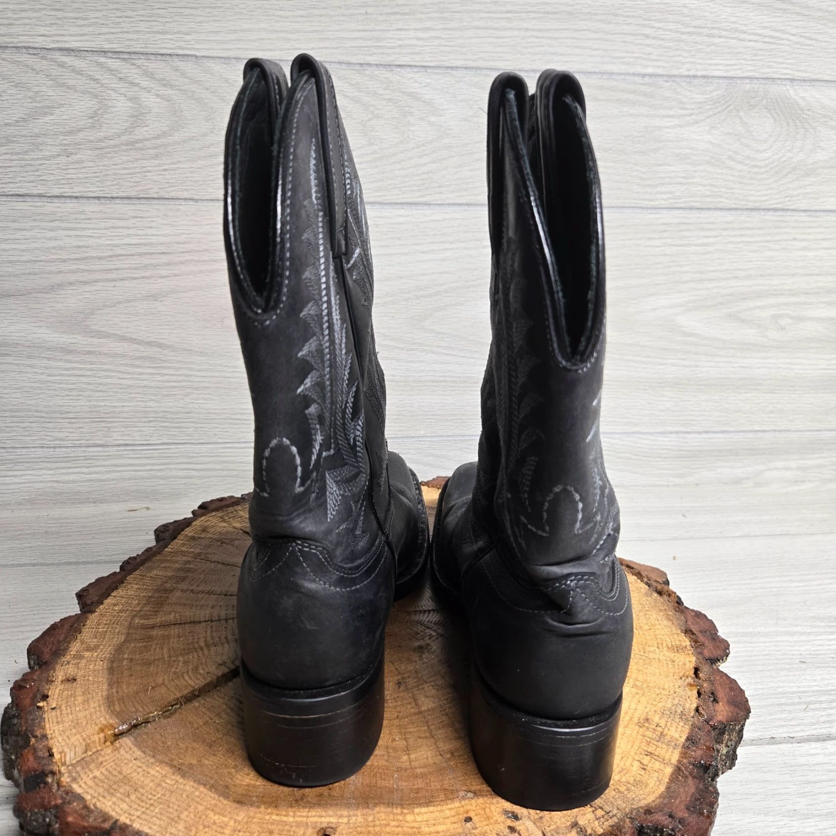 Vintage Vintage J.B. Dillon Cowboy Boots Women’s Size 8.5 Leather Square Toe Western Mid-Calf Black Size US 5 / IT 35 - 6 Thumbnail