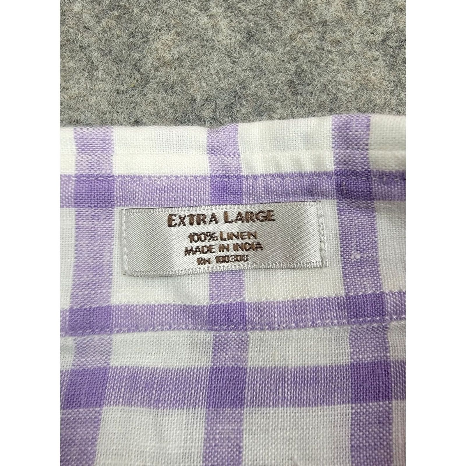 Peter Millar Peter Millar Shirt Mens XL White Purple Check Long Sleeve Button Up 100% Linen Size US XL / EU 56 / 4 - 3 Thumbnail