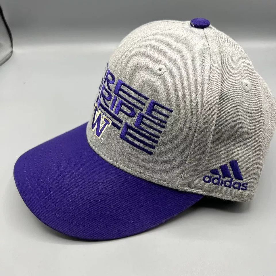 Adidas Washington Huskies Hat Men Gray Purple Adidas Snap Back Cap Size ONE SIZE - 2 Thumbnail